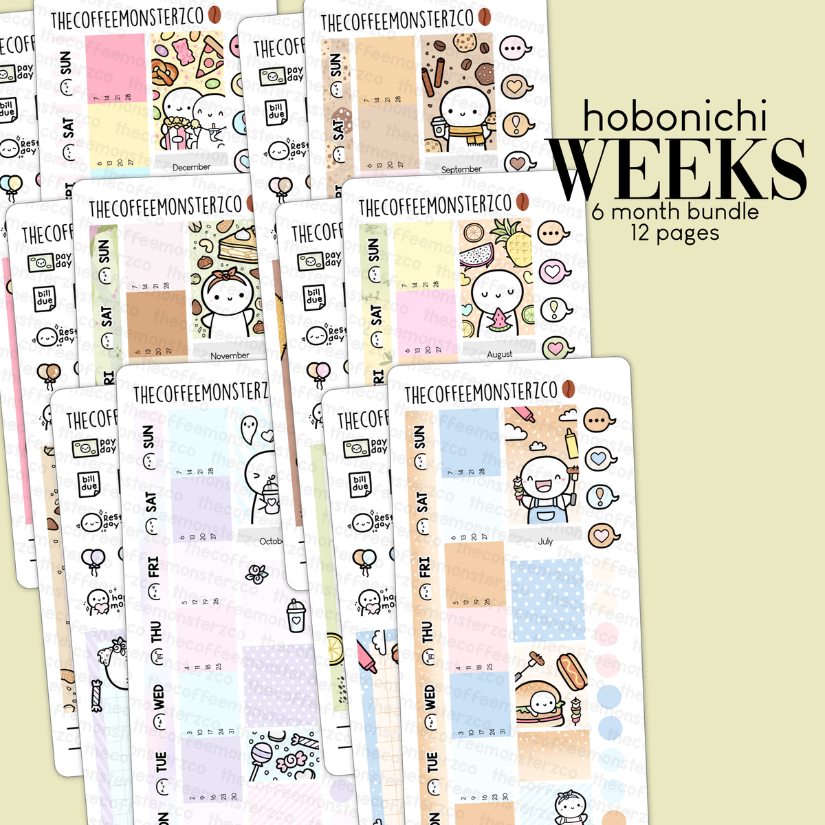 November or December Hobonichi Weeks Monthly Planner Stickers Kit –  Littlestarplans