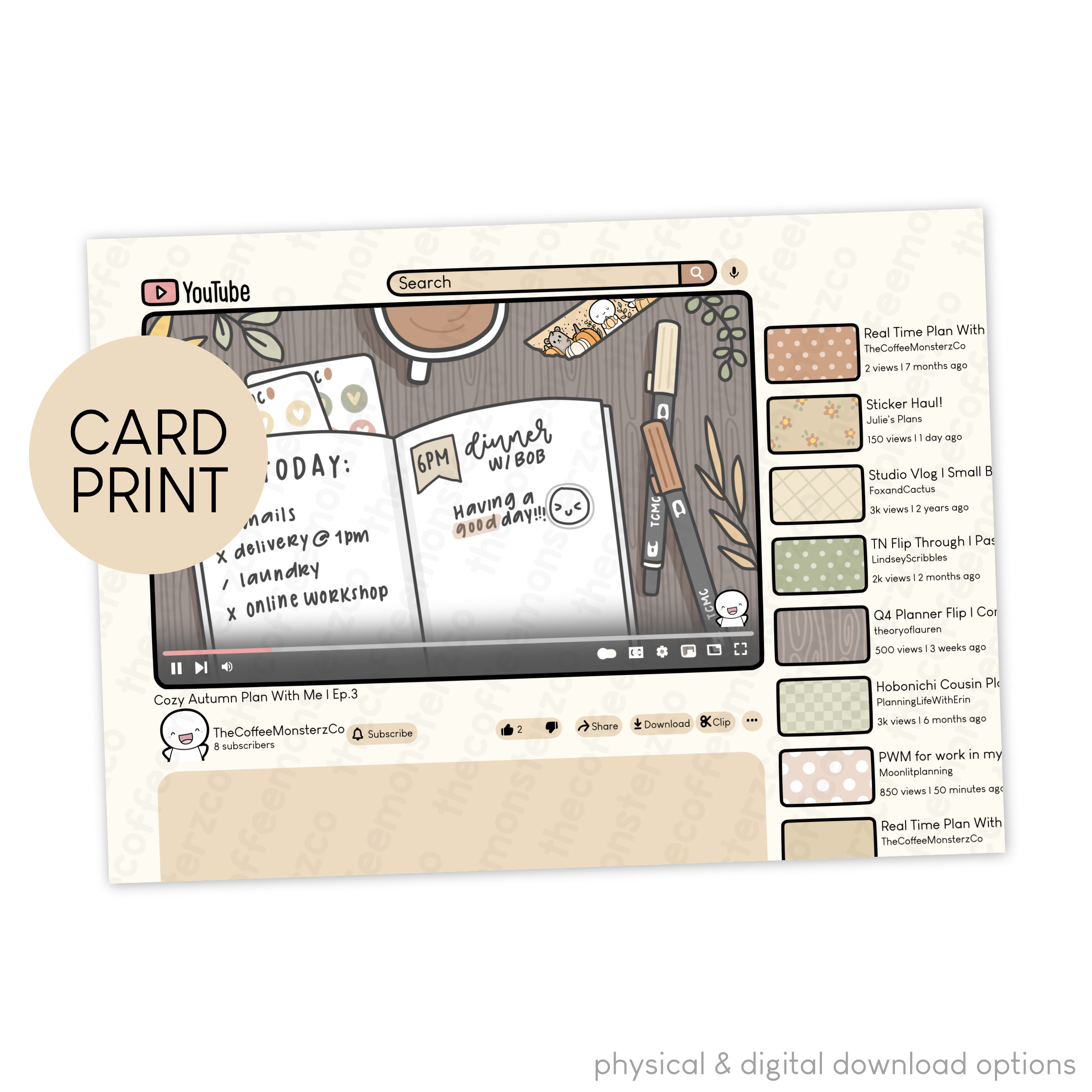 Cozy Videos - Card Print – TheCoffeeMonsterzCo