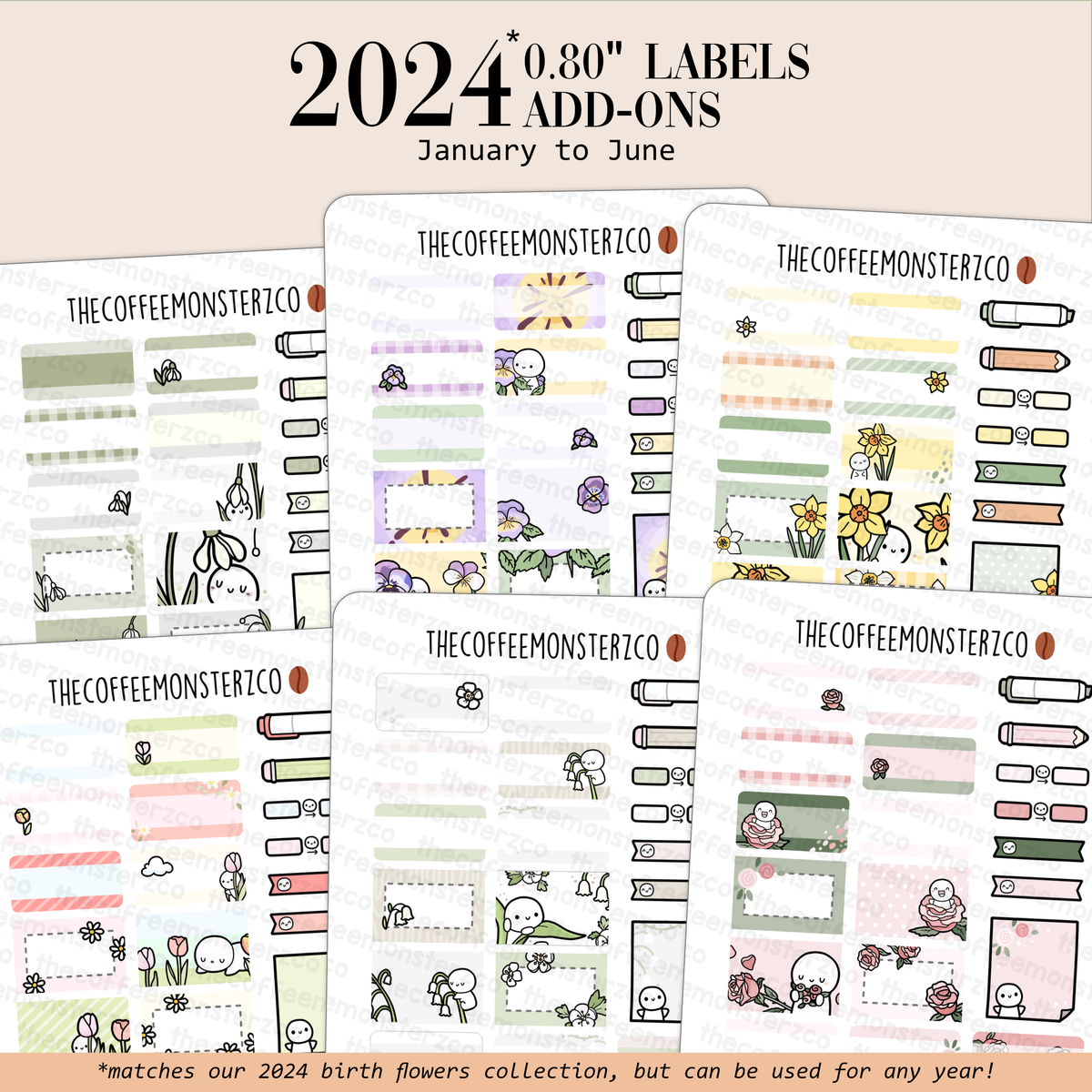 Functional Planner Stickers - 2024 Monthly Calendar Labels – THE PLANNER  SPOT