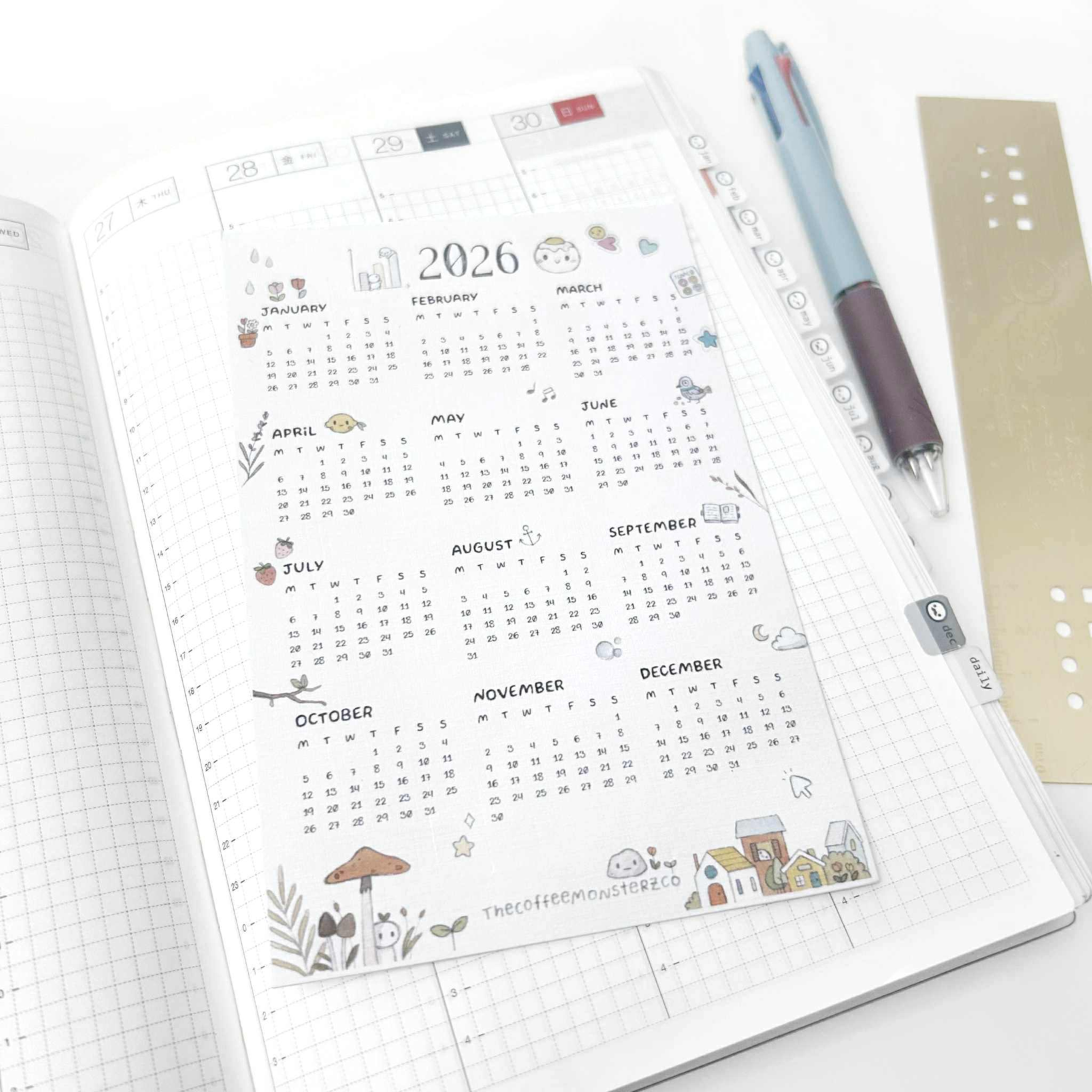 2026 Calendar - Cardstock Print – TheCoffeeMonsterzCo