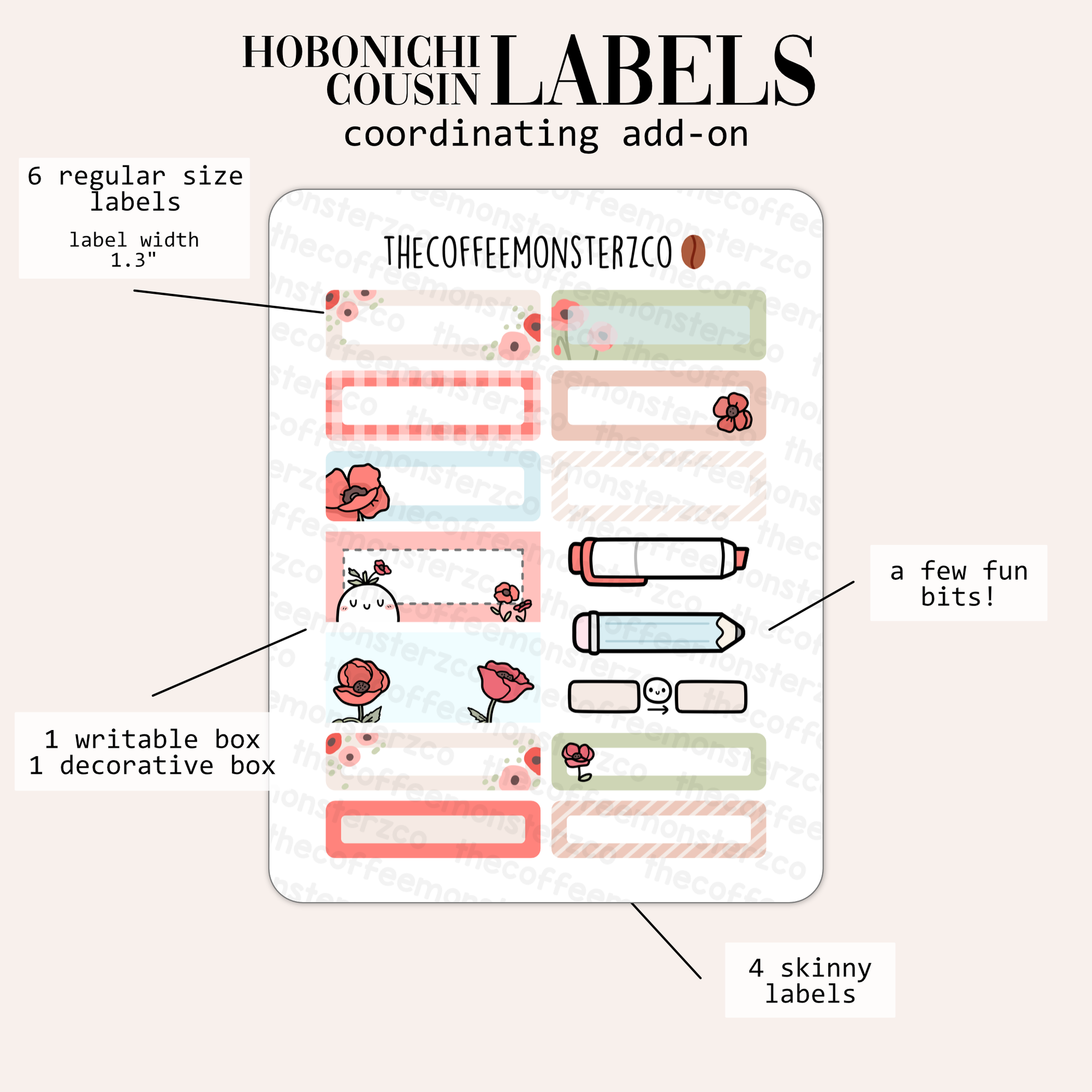 2024 Coordinating Add-ons - Hobonichi Cousin (1.30") Labels - Part 2