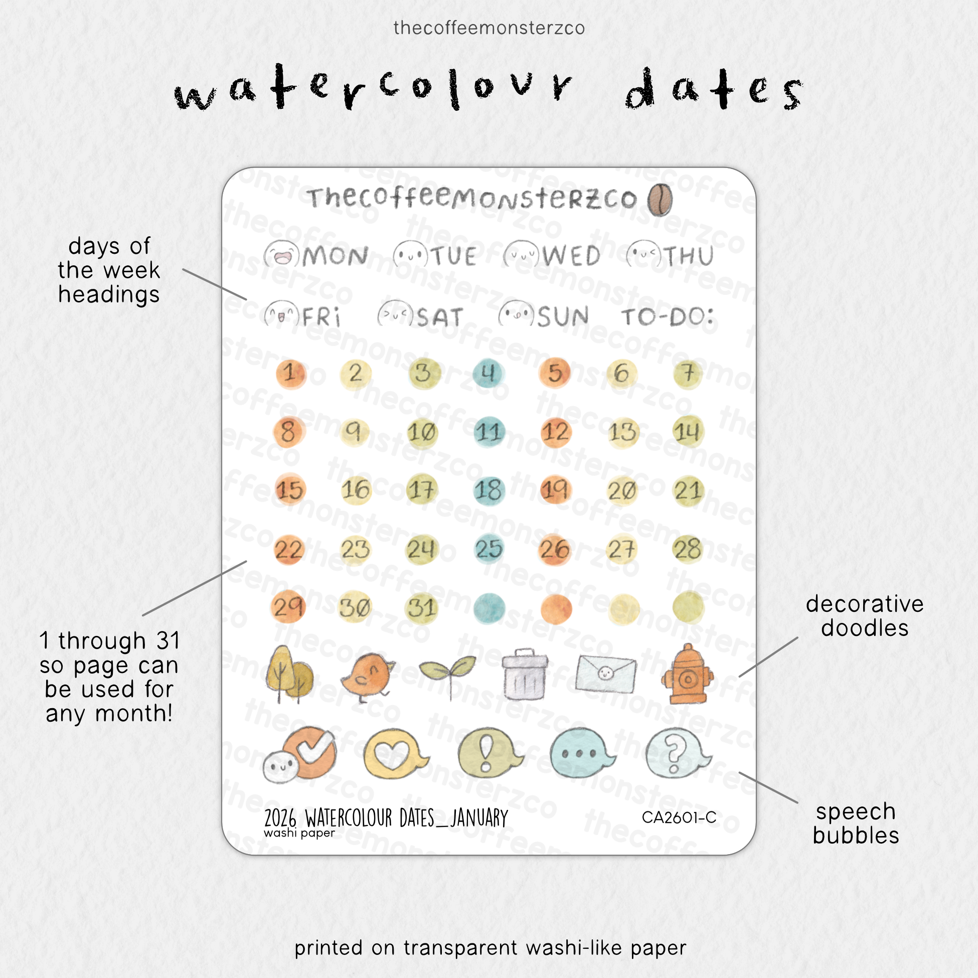 2026 Watercolour Dates