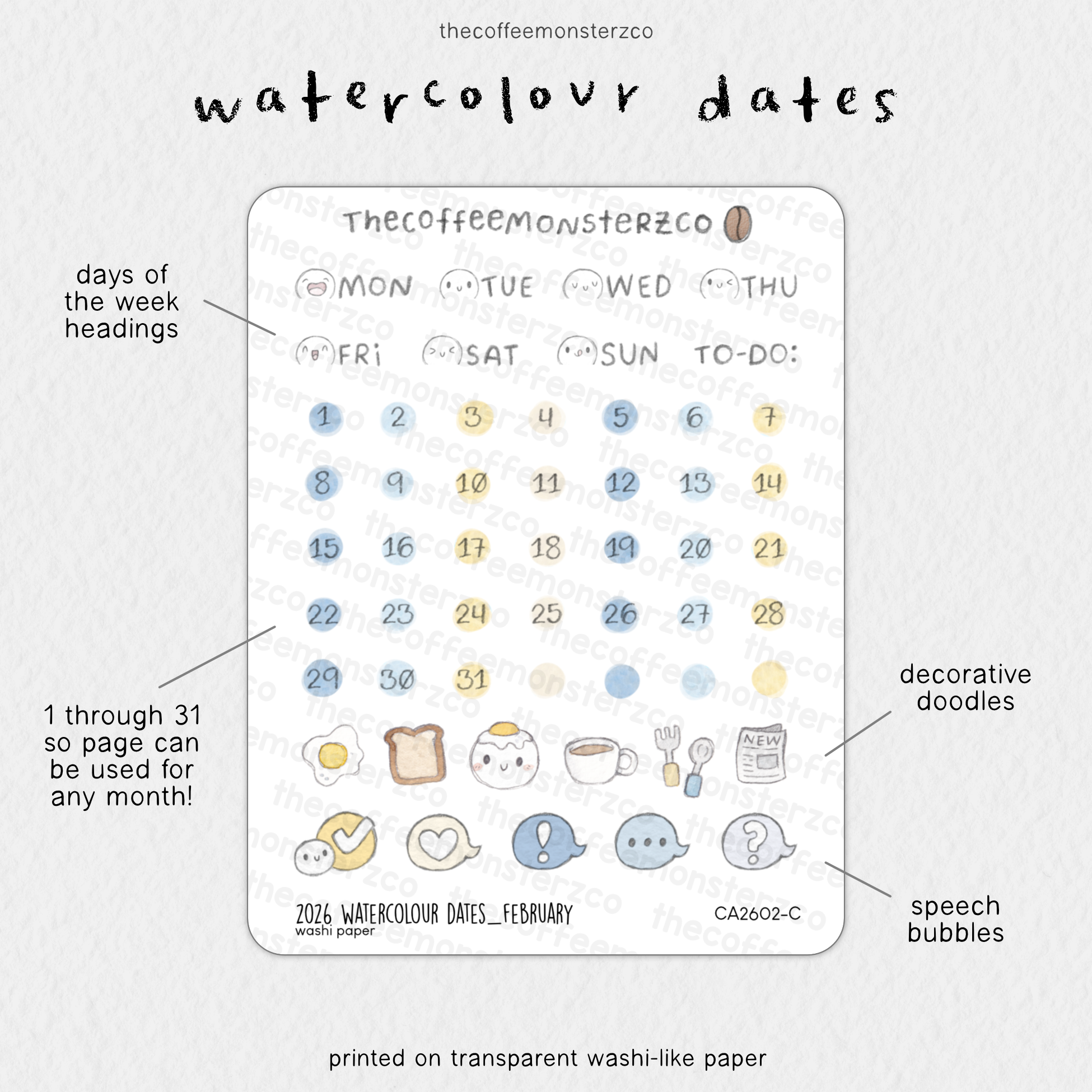 2026 Watercolour Dates