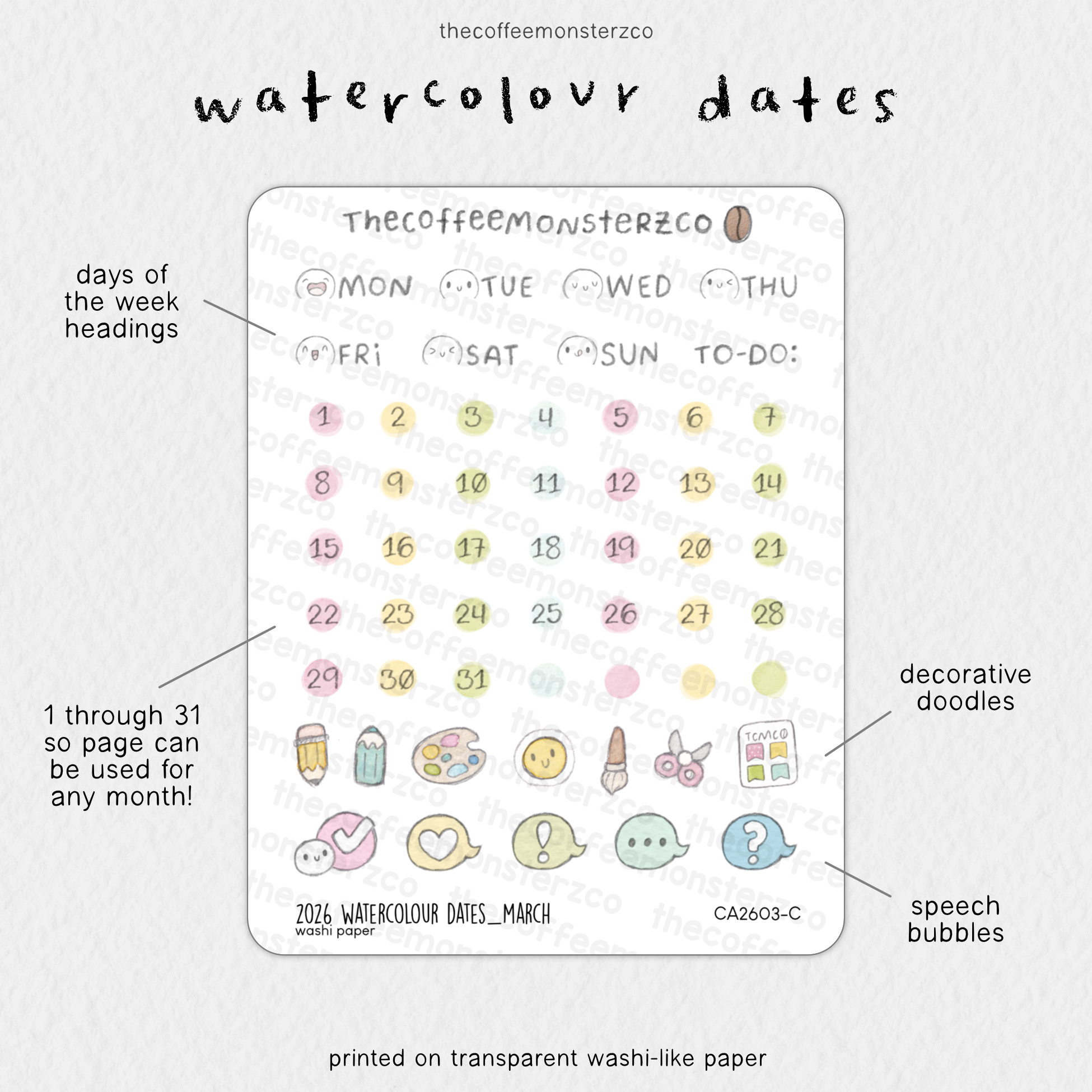 2026 Watercolour Dates