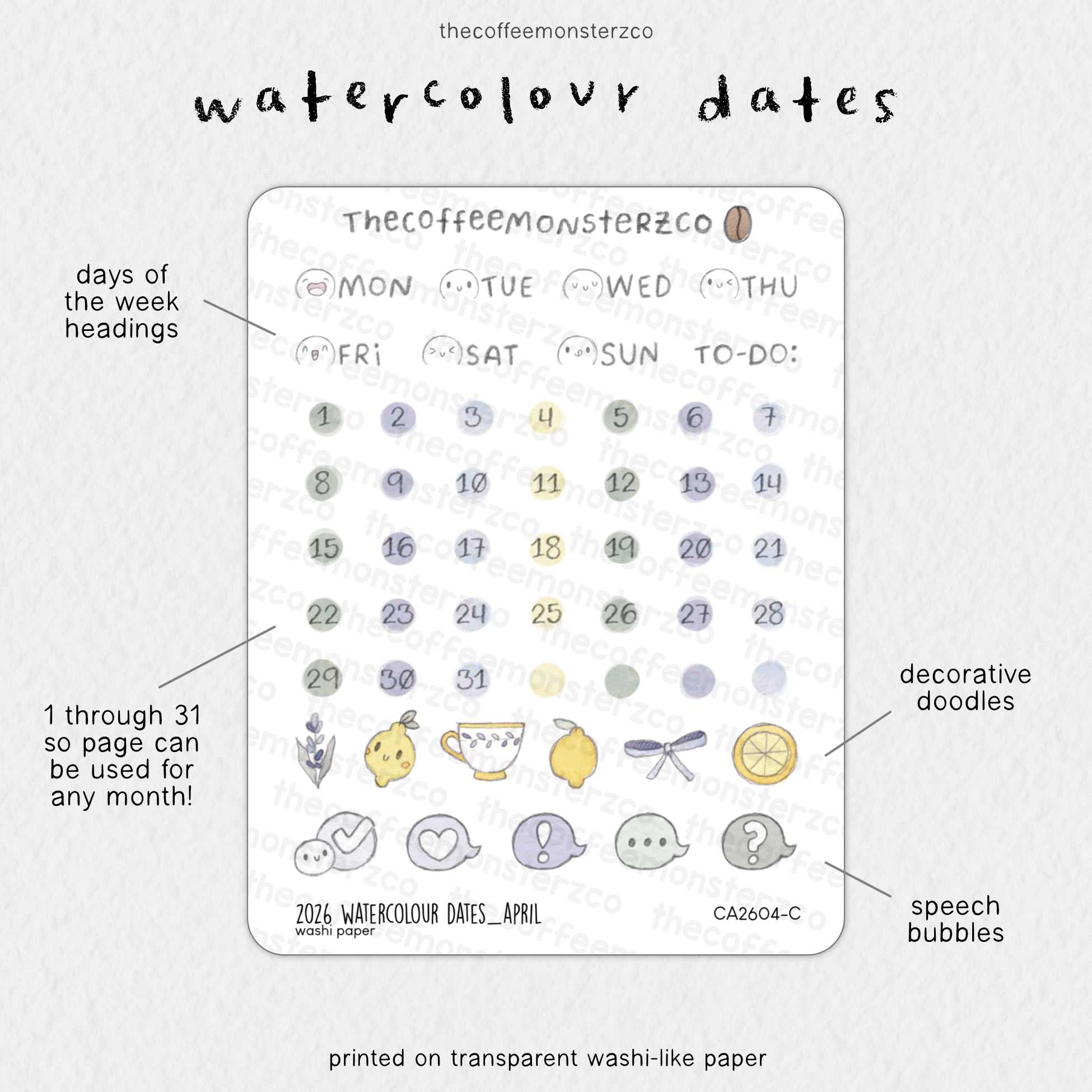 2026 Watercolour Dates