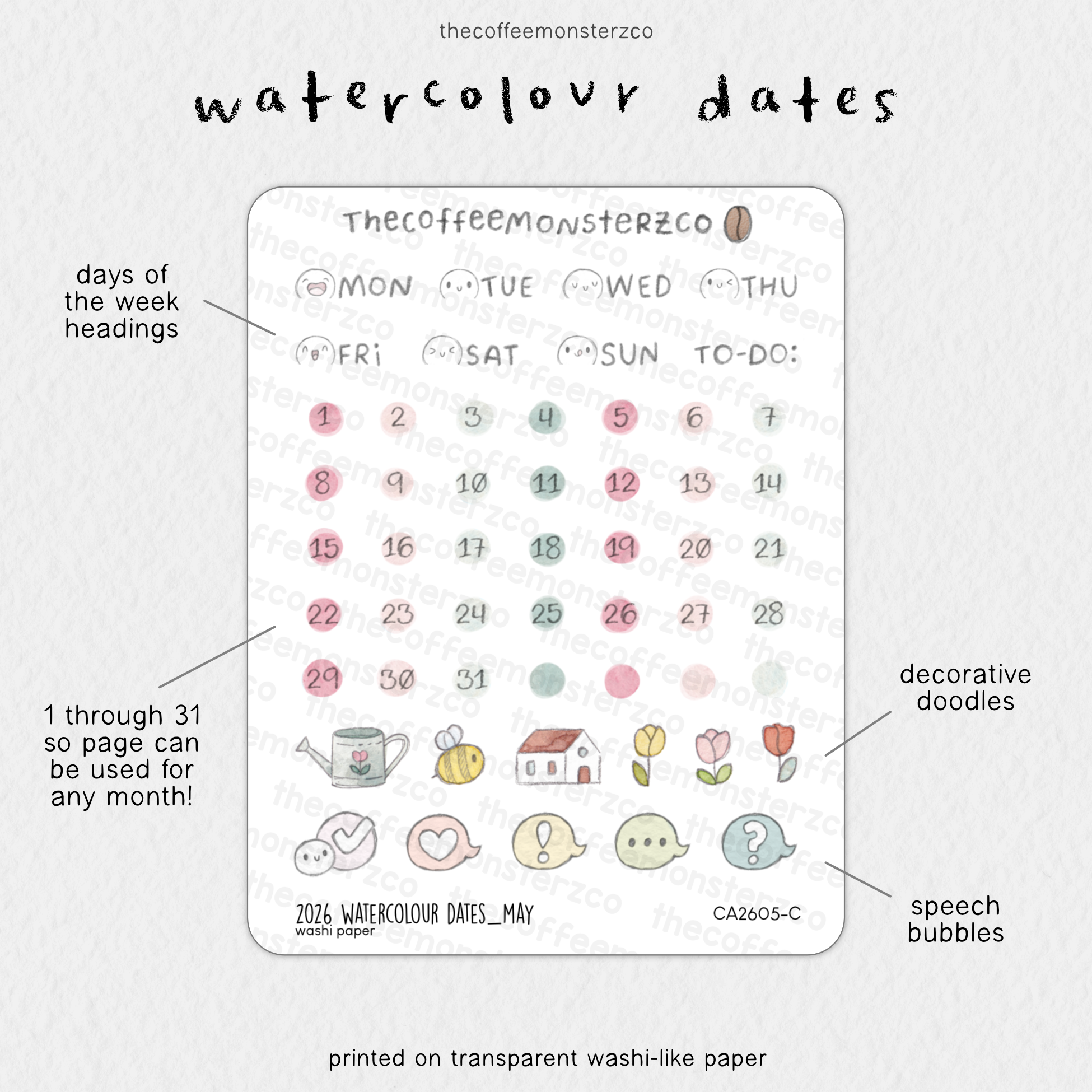 2026 Watercolour Dates