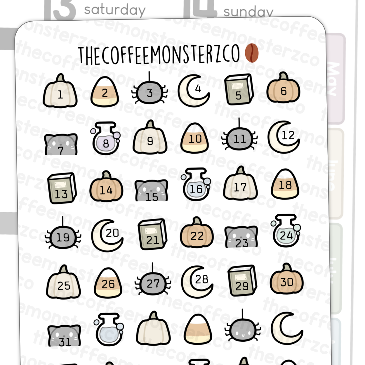 Cozy Halloween Day Number Doodles
