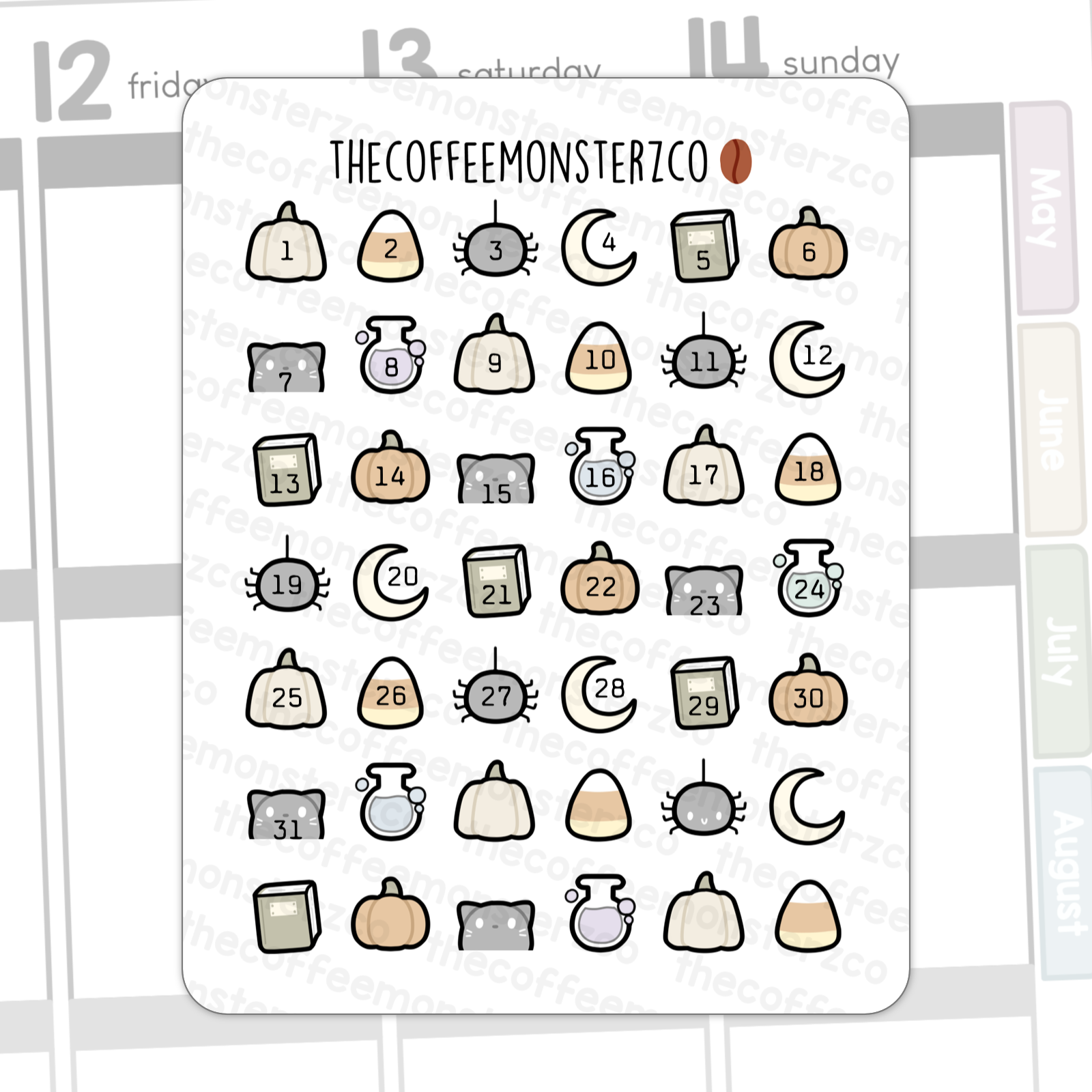 Cozy Halloween Day Number Doodles