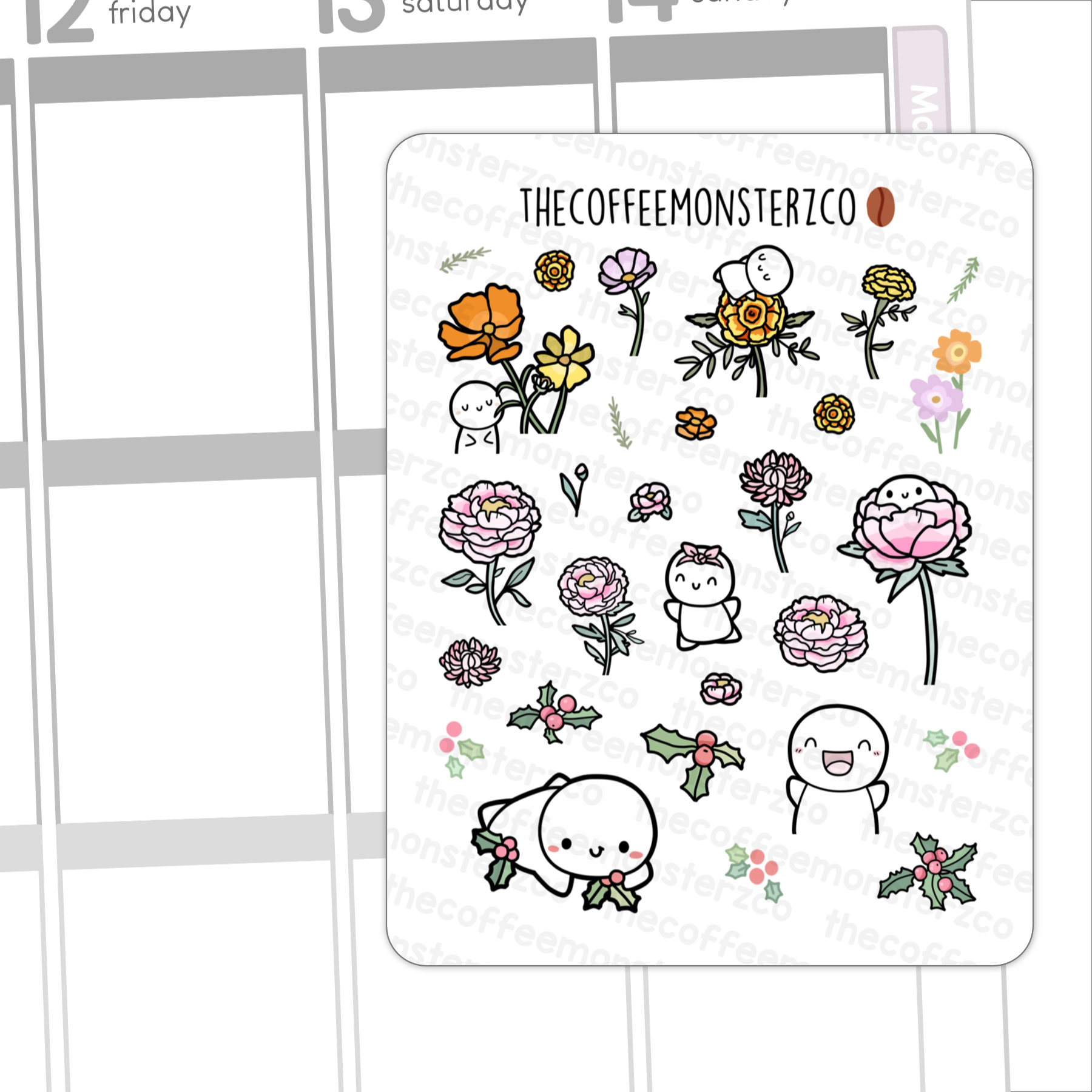 2024 Large Birth Flower Doodles Part 2 (washi paper)