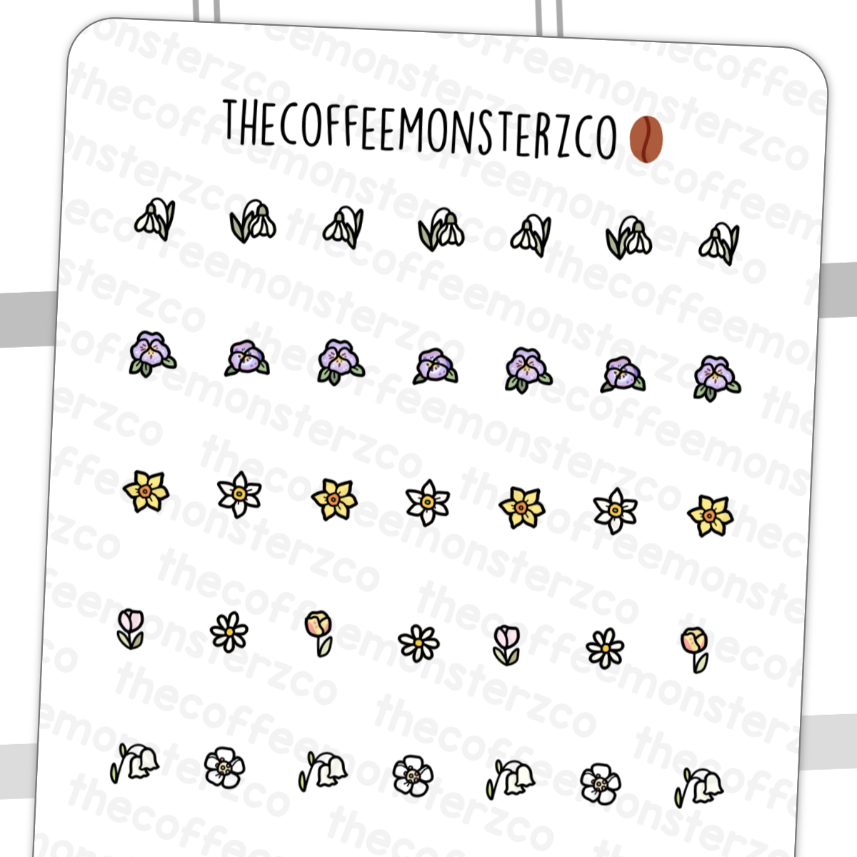 2024 Large Birth Flower Doodles Part 1 (washi stickers) –  TheCoffeeMonsterzCo