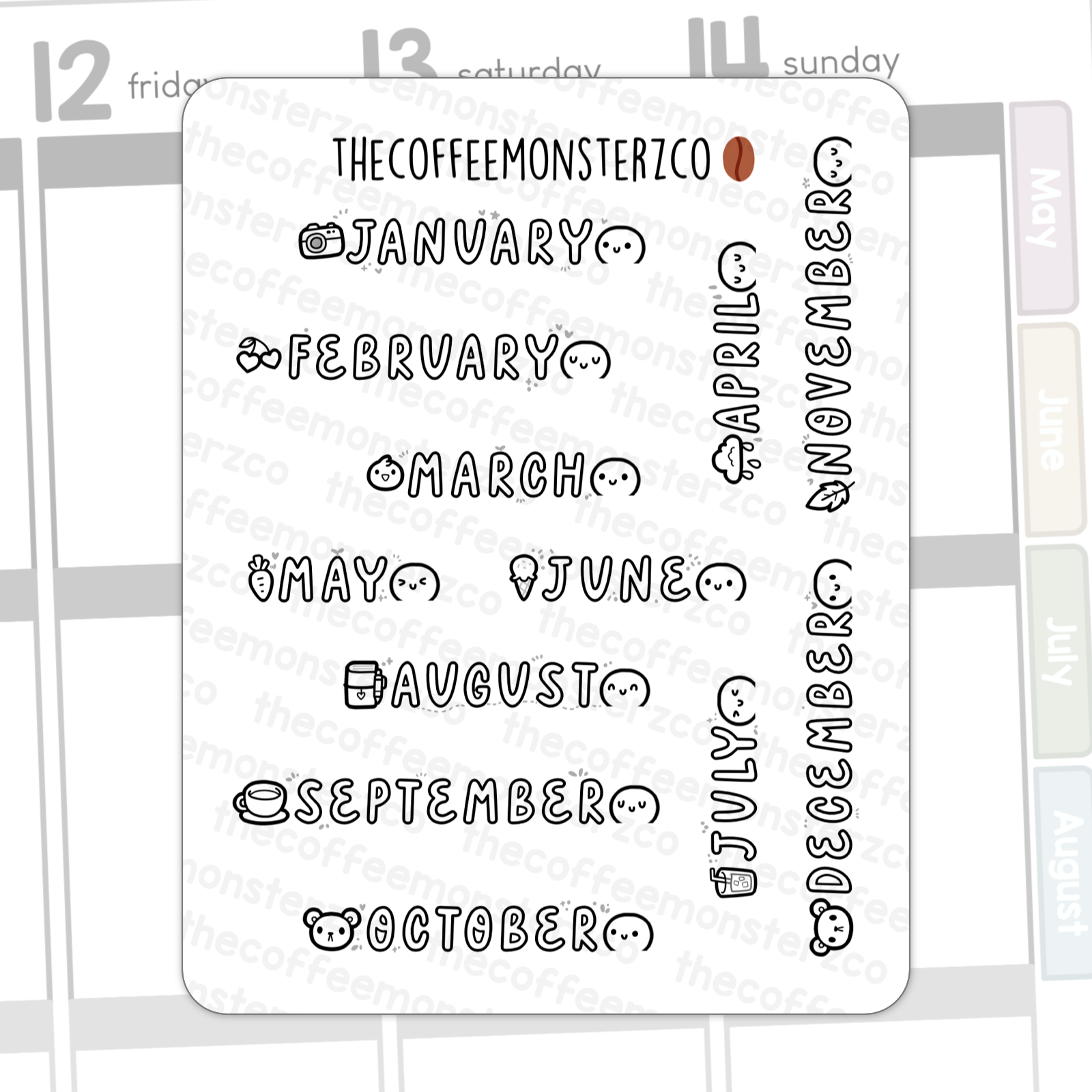 2025 Monthly Headings