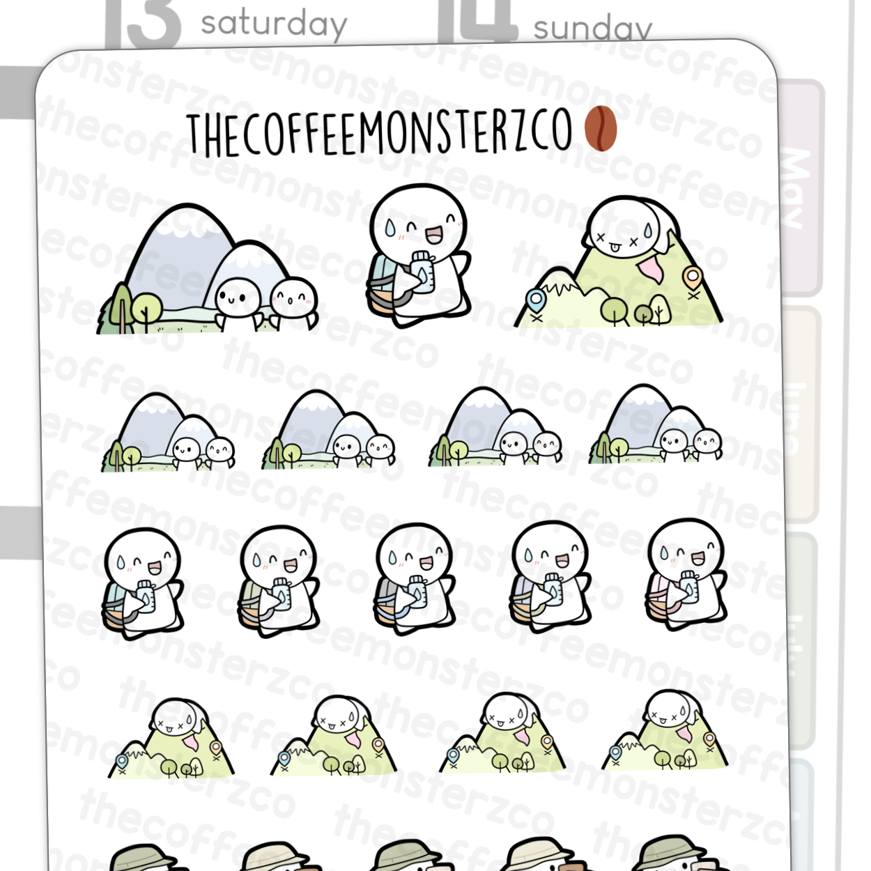 coffee monsters co Hiking Emotis