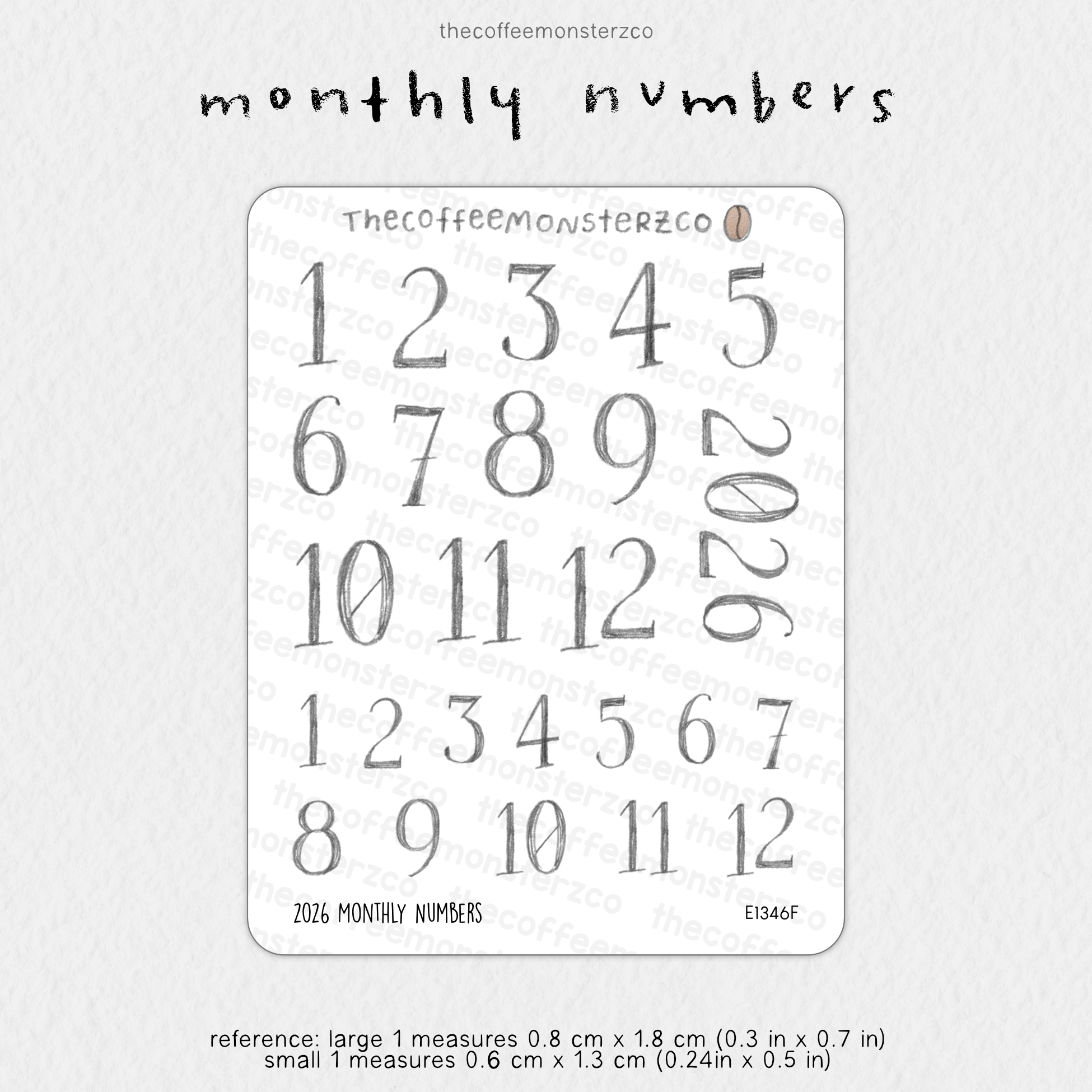 2026 Monthly Headings & Numbers