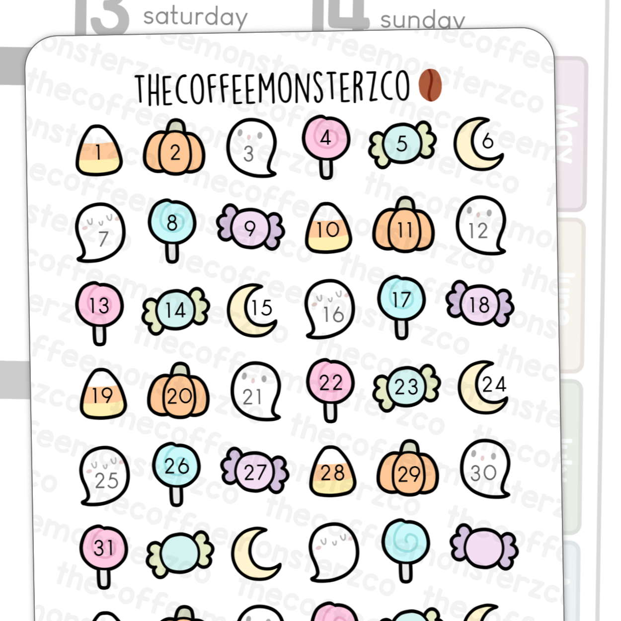 Sweet Monsters Day Number Doodles