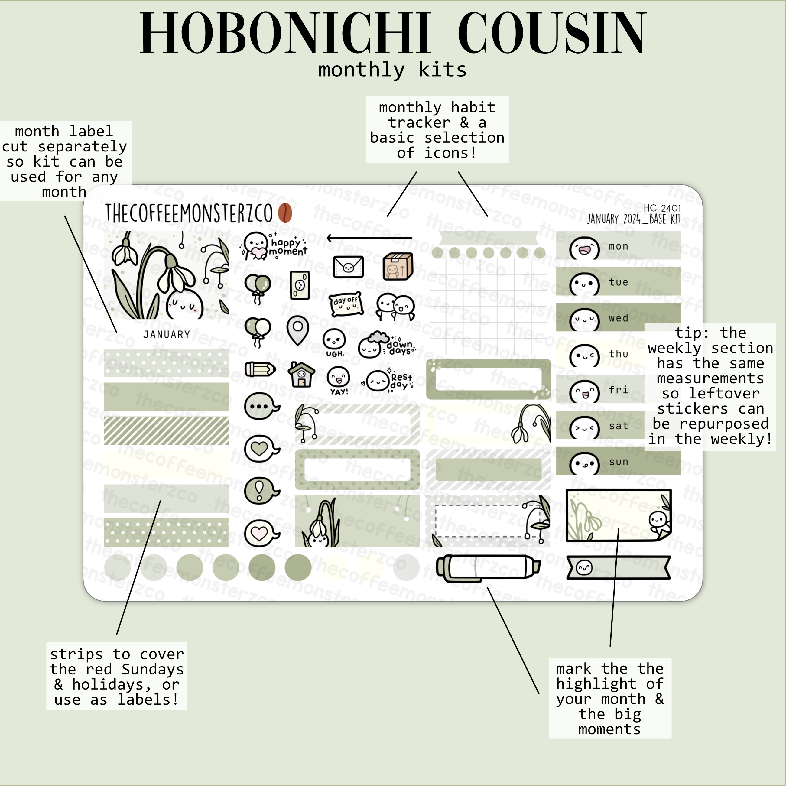 Academy  Hobonichi Cousin Weekly Sticker Kit