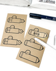 Pen & Pencils - Kraft Stickers