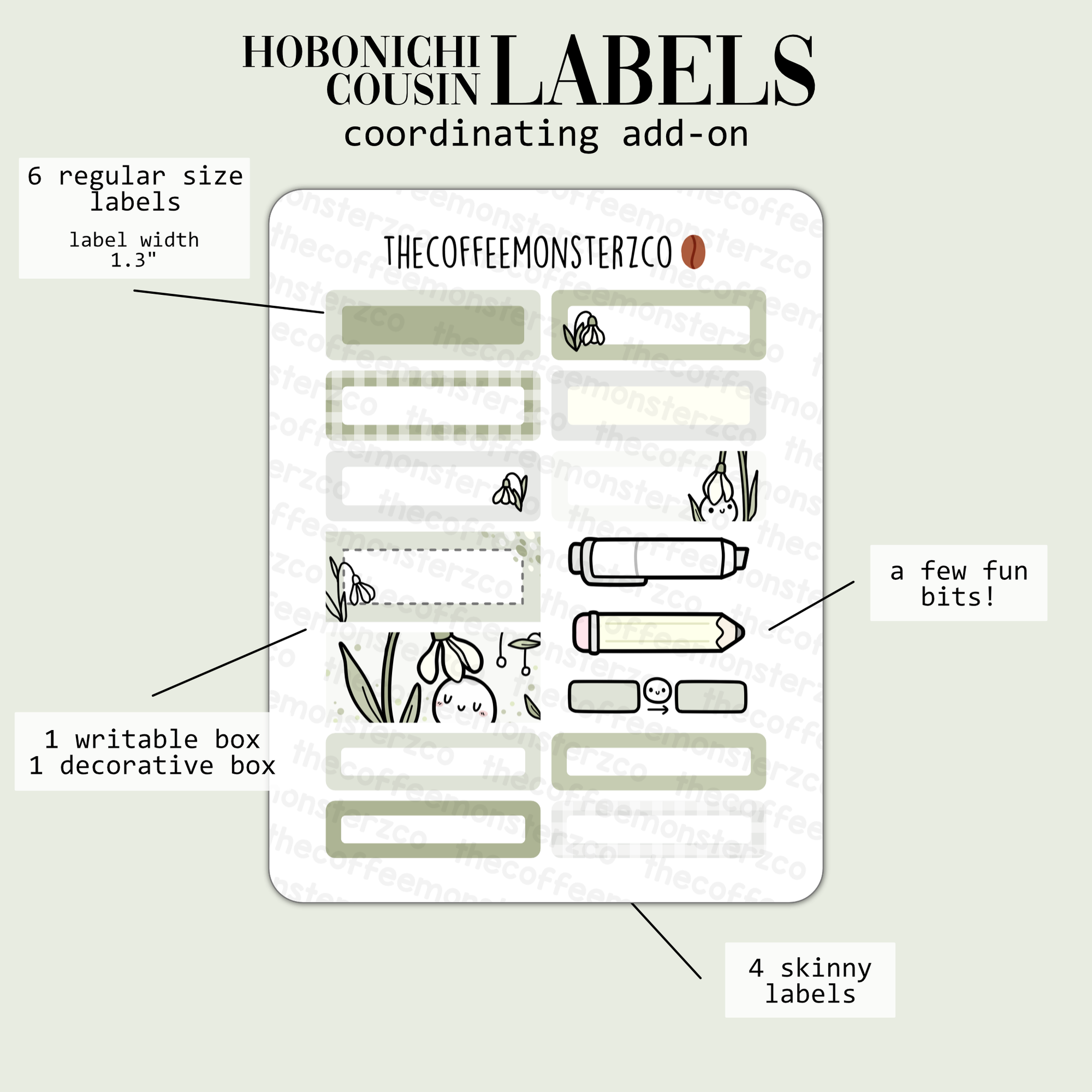 2024 Coordinating Add-ons - Hobonichi Cousin (1.30") Labels - Part 1