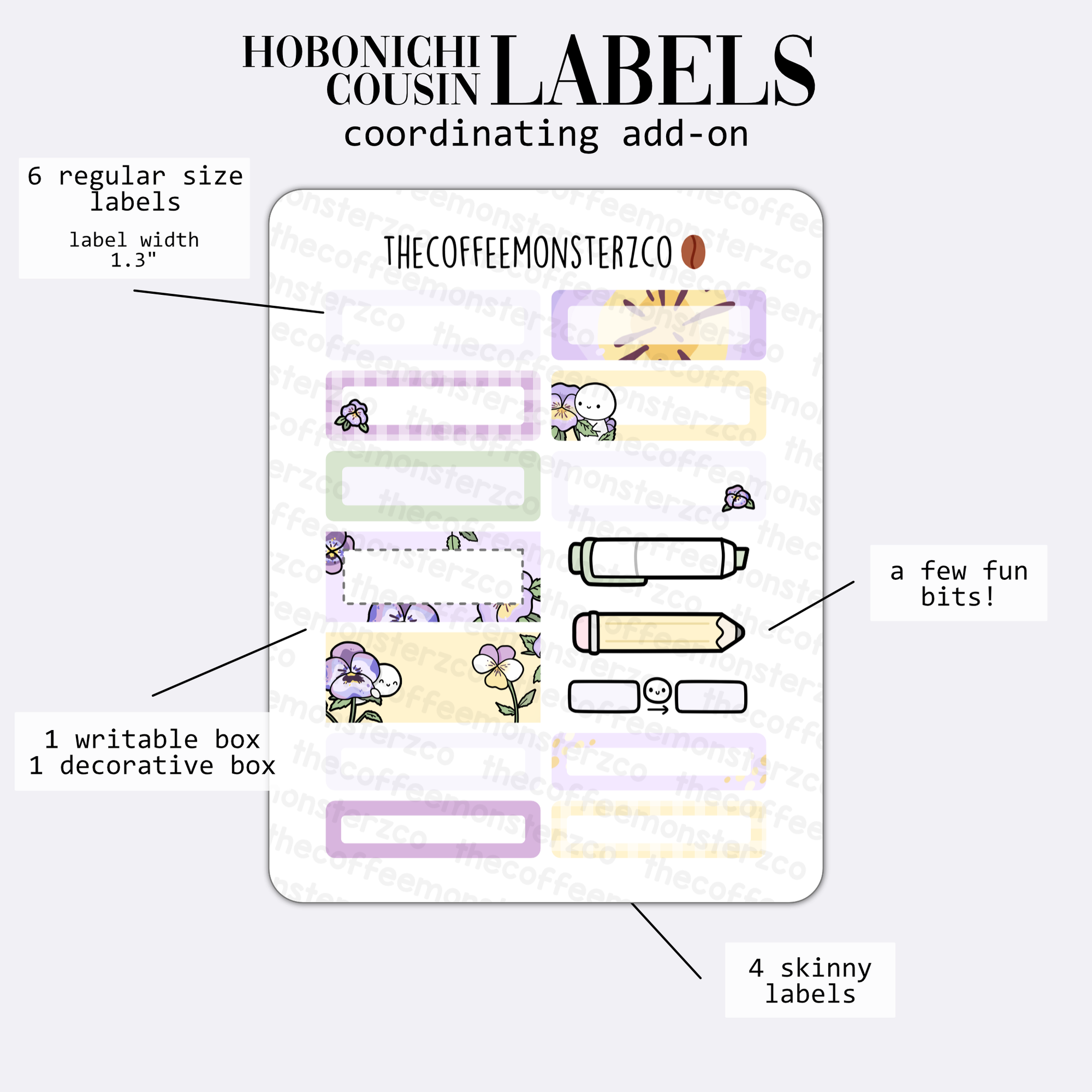 2024 Coordinating Add-ons - Hobonichi Cousin (1.30") Labels - Part 1
