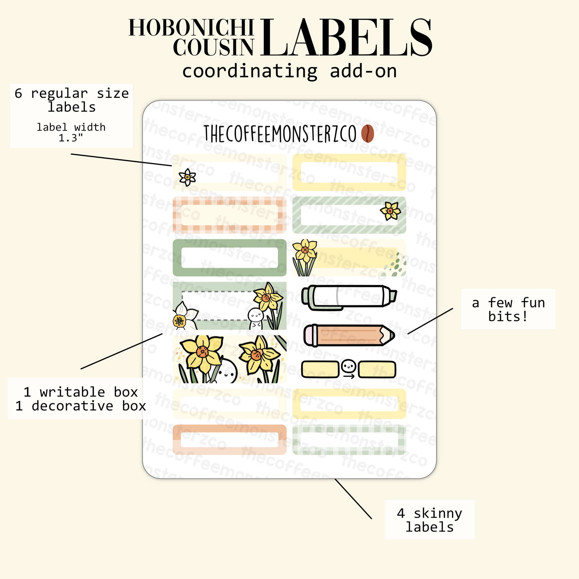 2024 Coordinating Add-ons - Hobonichi Cousin (1.30") Labels - Part 1