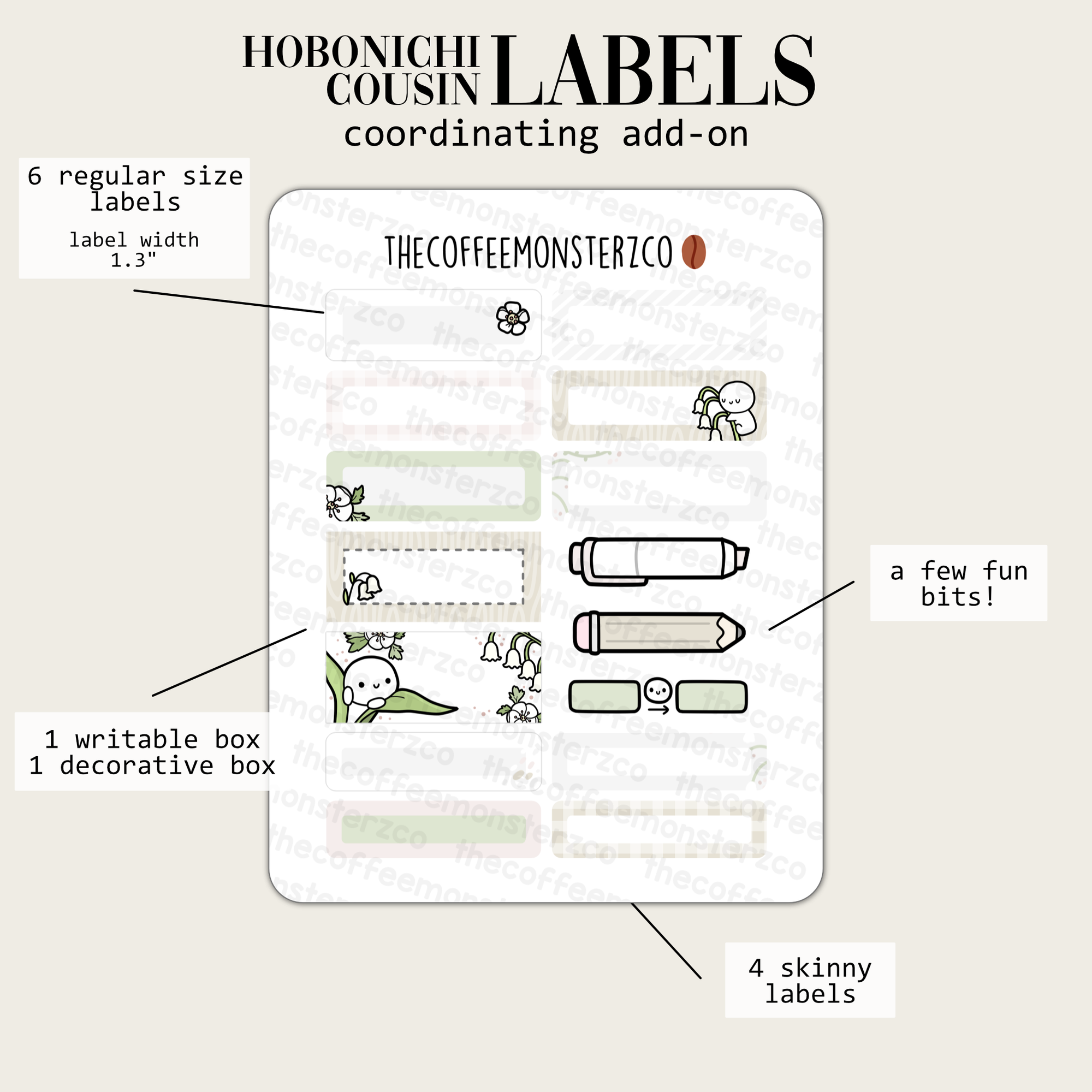 2024 Coordinating Add-ons - Hobonichi Cousin (1.30") Labels - Part 1