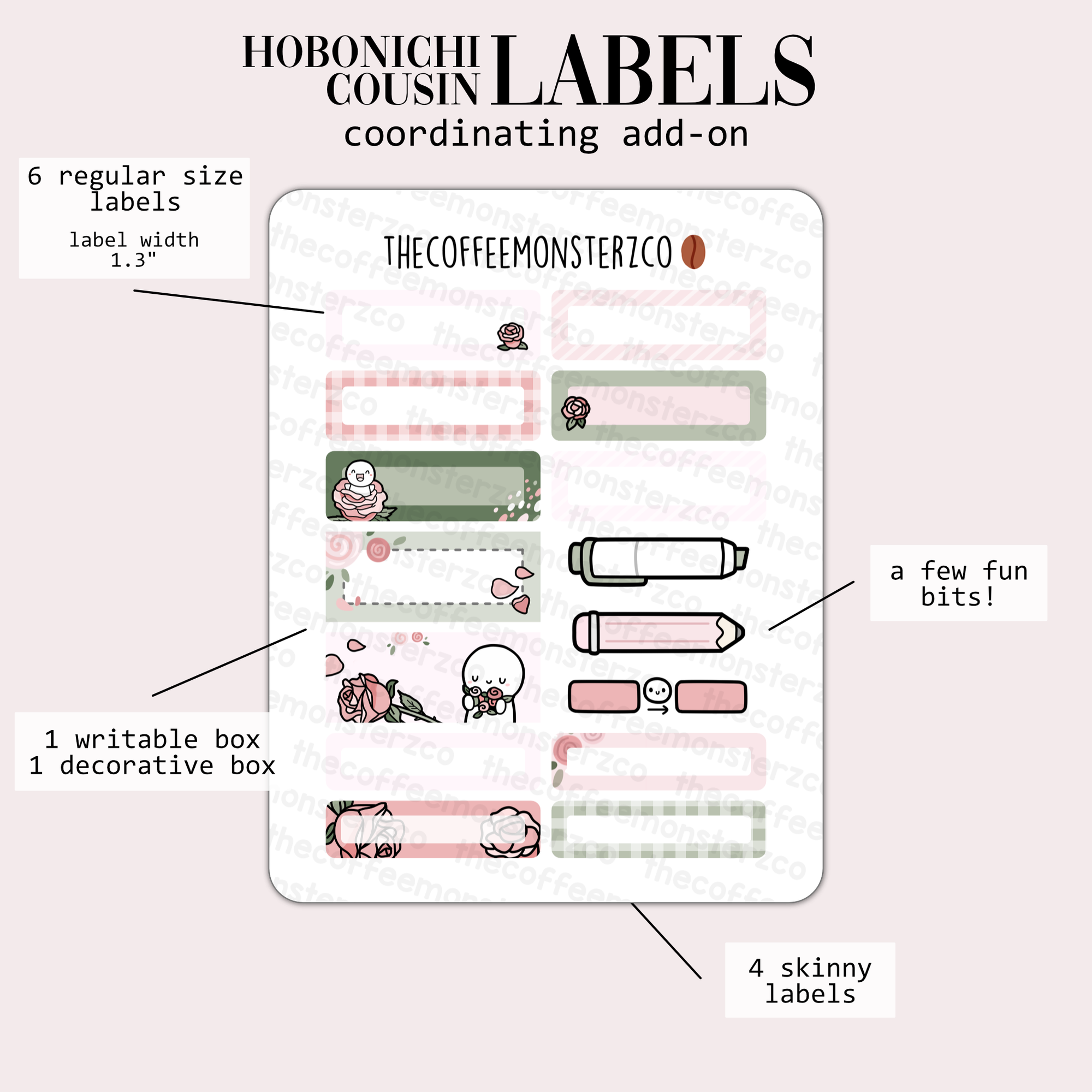 2024 Coordinating Add-ons - Hobonichi Cousin (1.30") Labels - Part 1