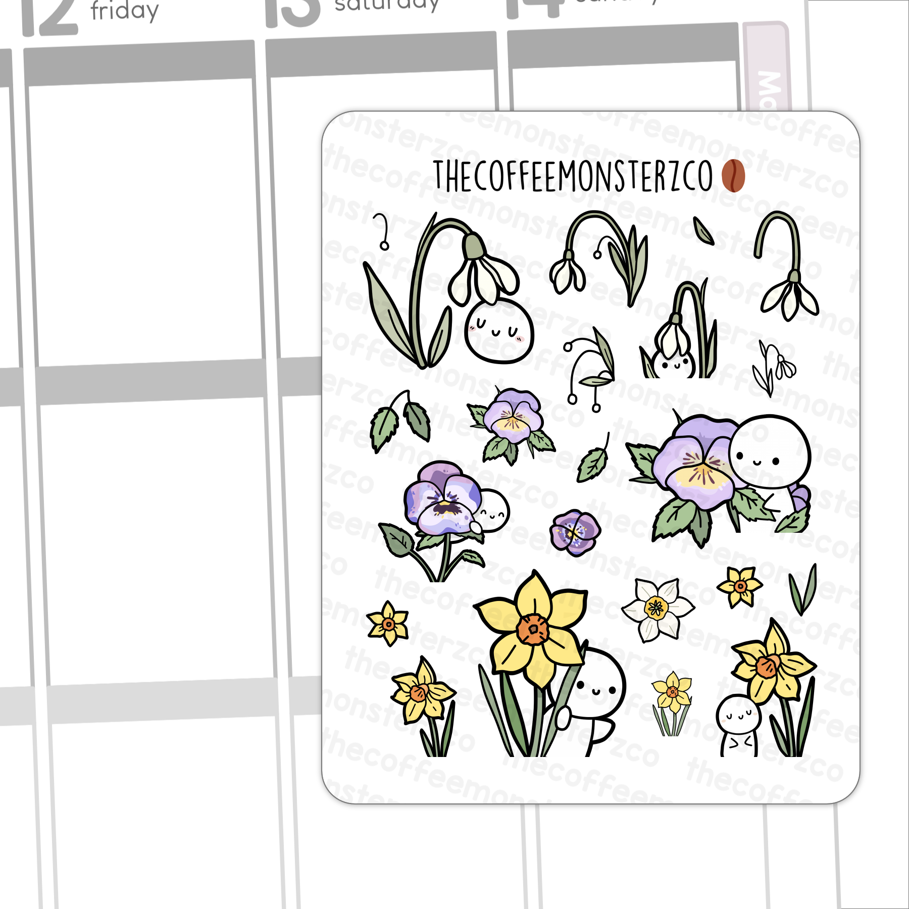 2024 Large Birth Flower Doodles Part 1 (washi stickers)