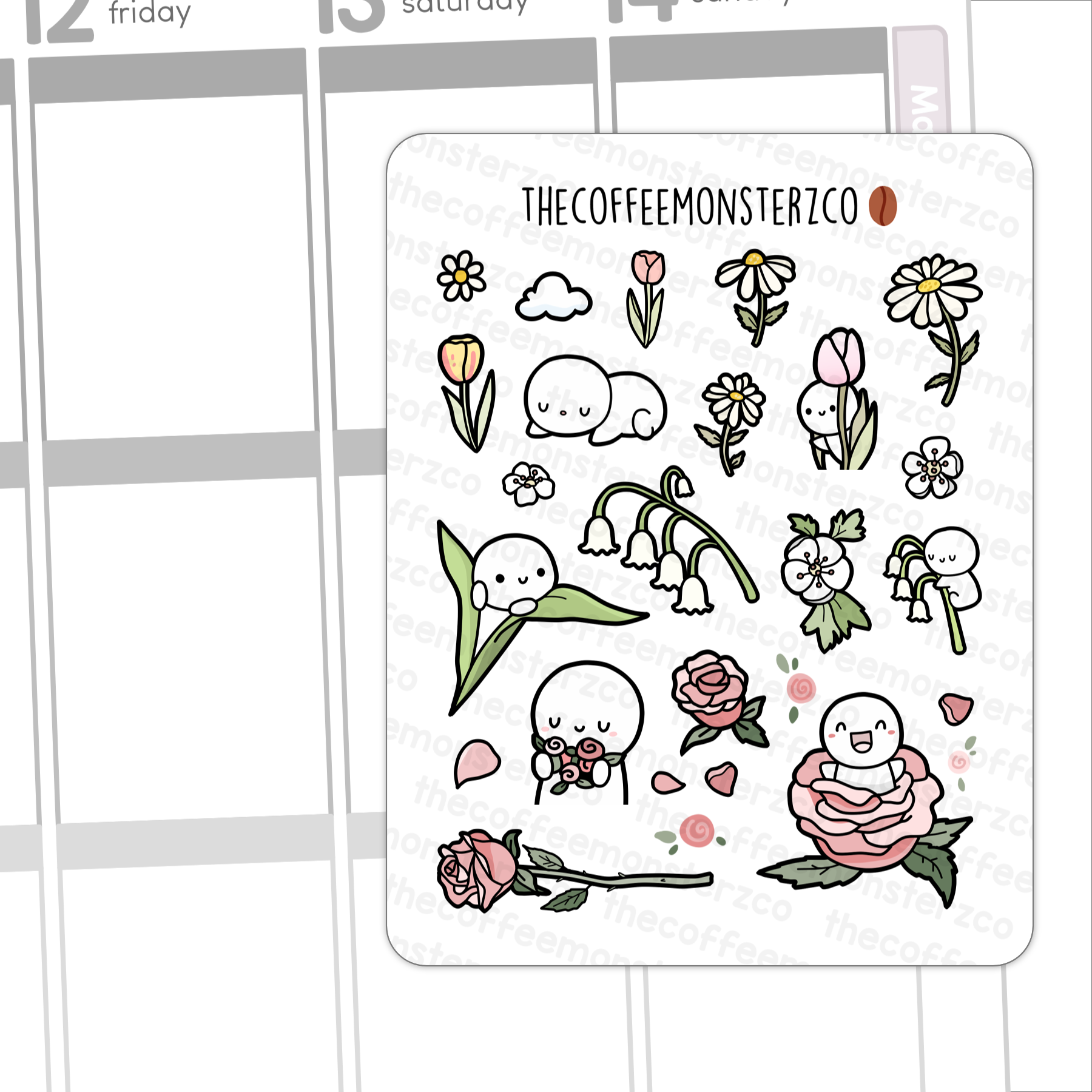 2024 Large Birth Flower Doodles Part 1 (washi stickers)