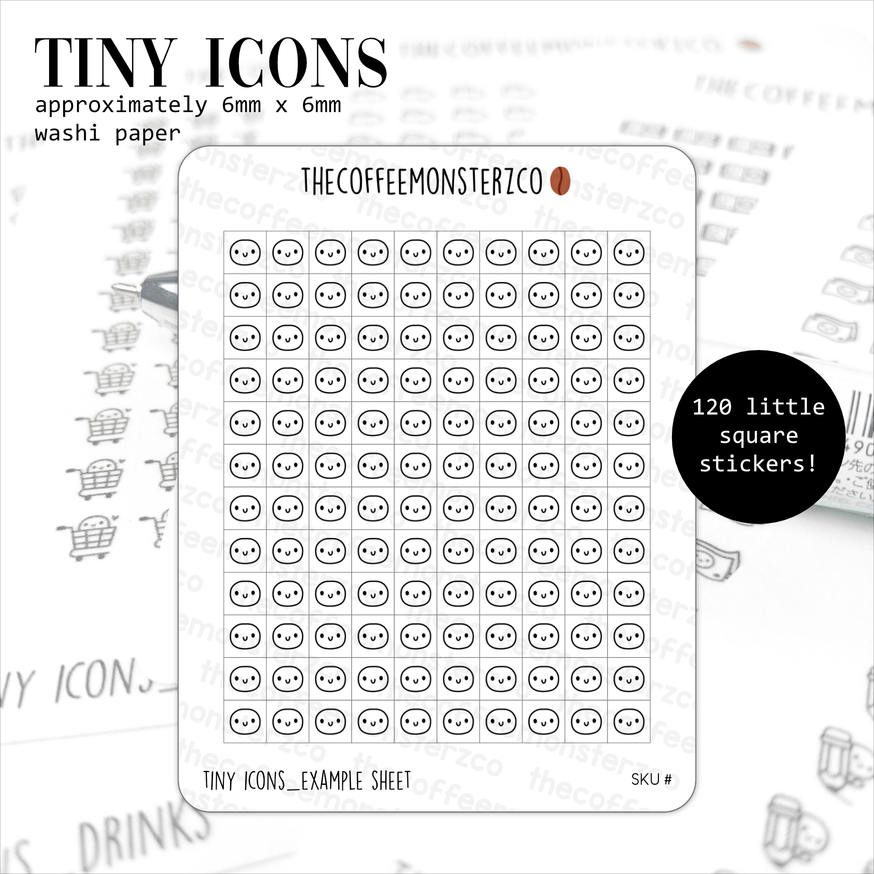 Tiny Icons - Fitness (washi paper)