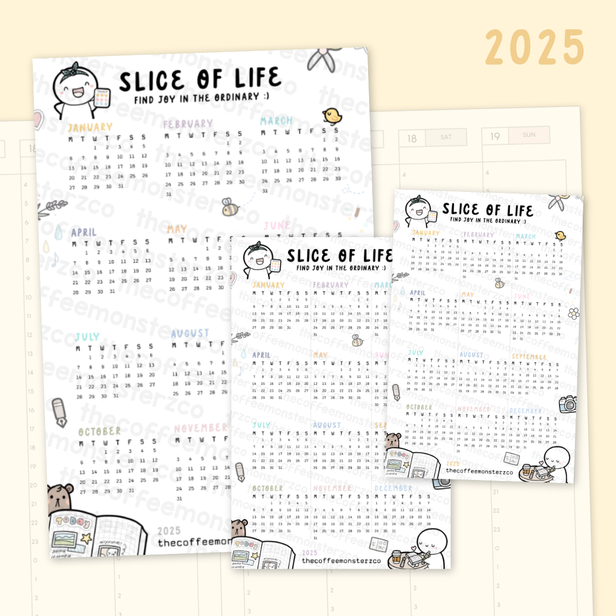 Slice Of Life 2025 Calendar - Vinyl Sticker