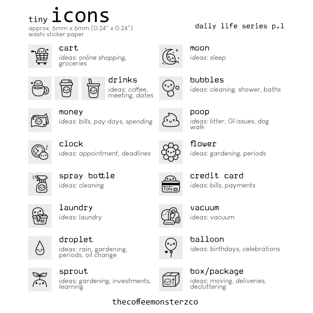 Tiny Icons - Daily Life (washi paper)