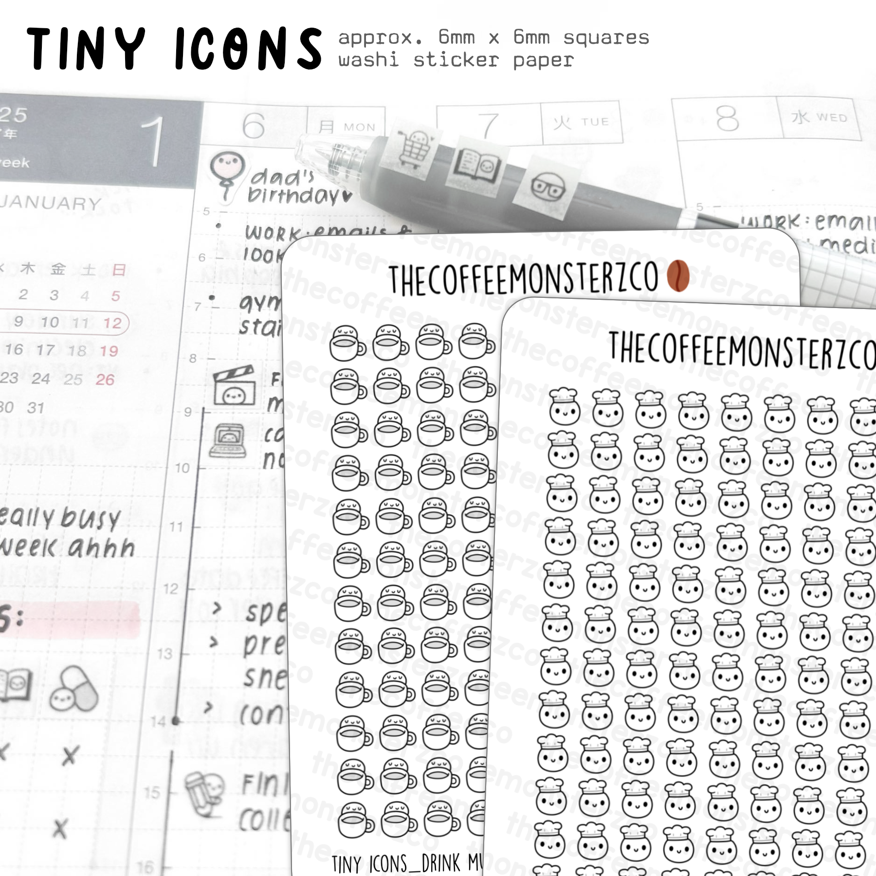 Tiny Icons - Food & Drinks (washi paper)
