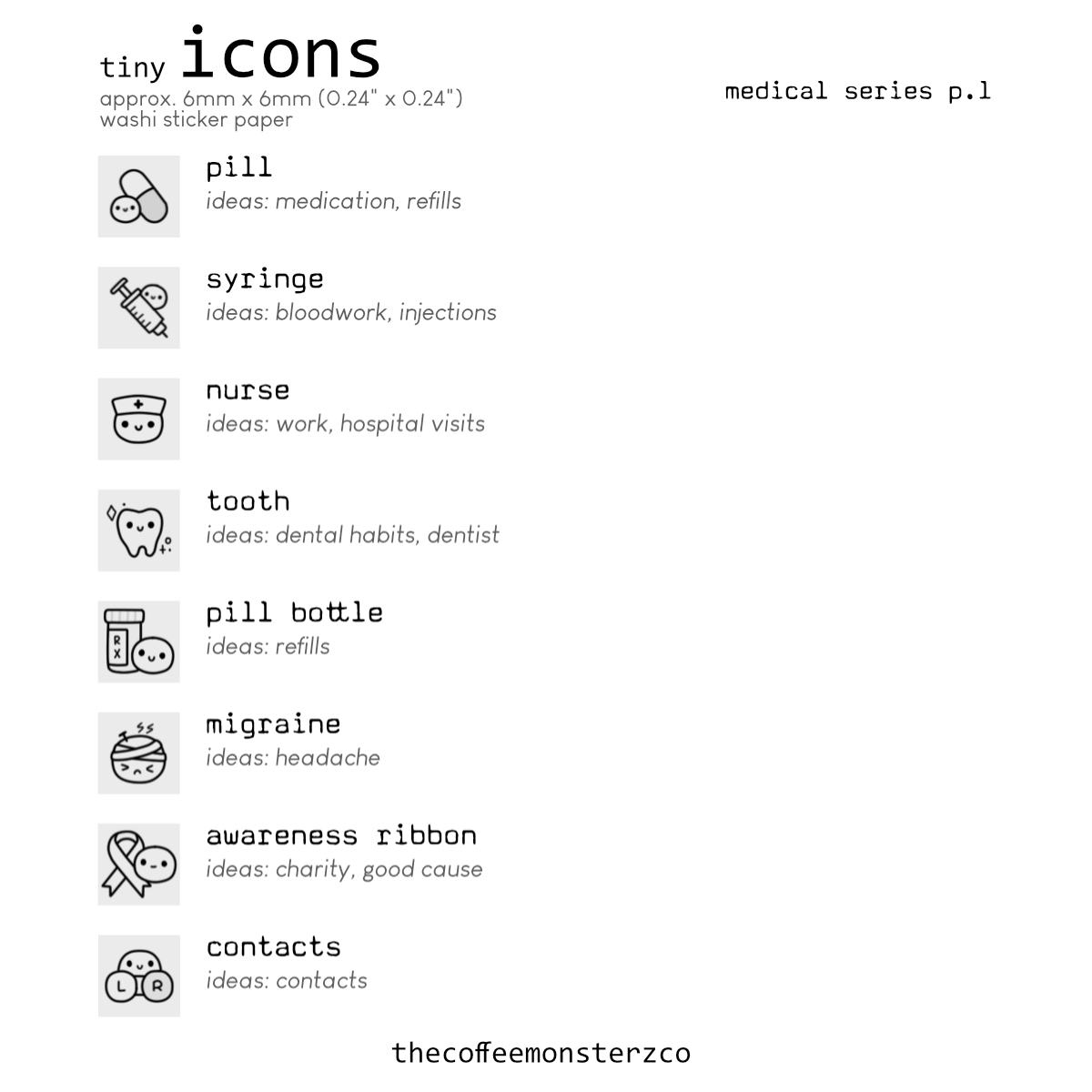 Tiny Icons - Medical (washi paper)