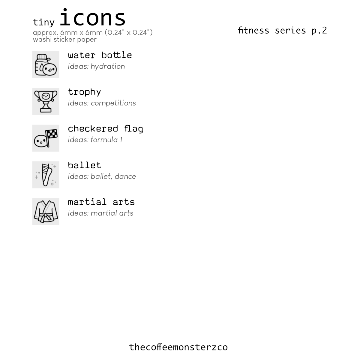 Tiny Icons - Fitness (washi paper)