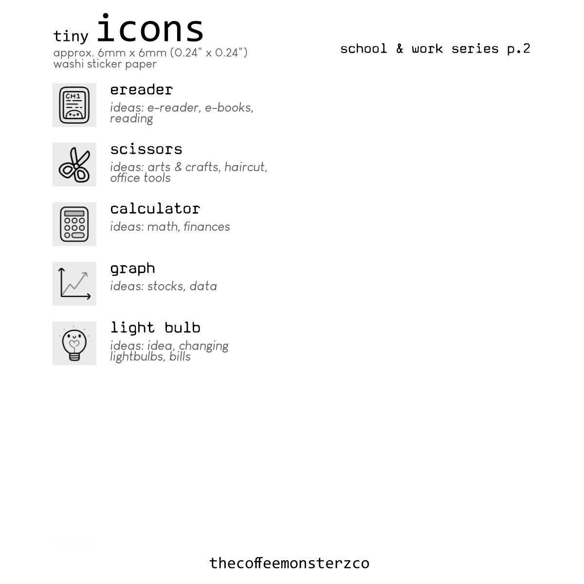 Tiny Icons - School & Work (washi paper)