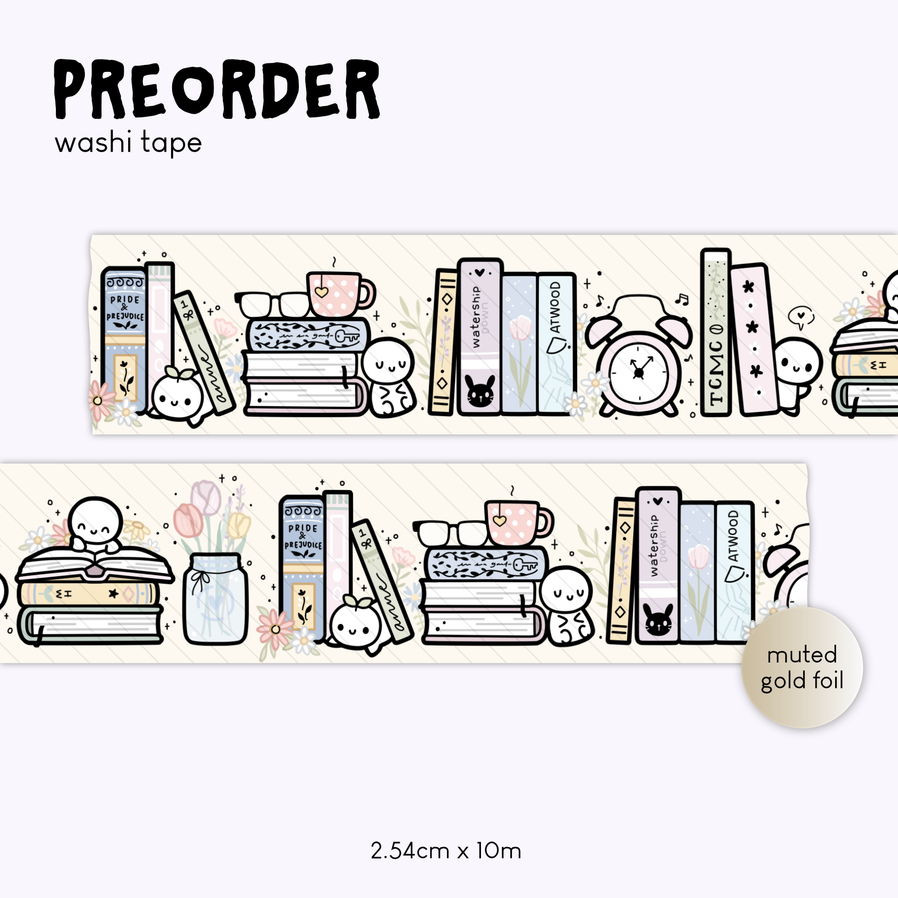 Spring Bookshelf Washi Tape - 1”