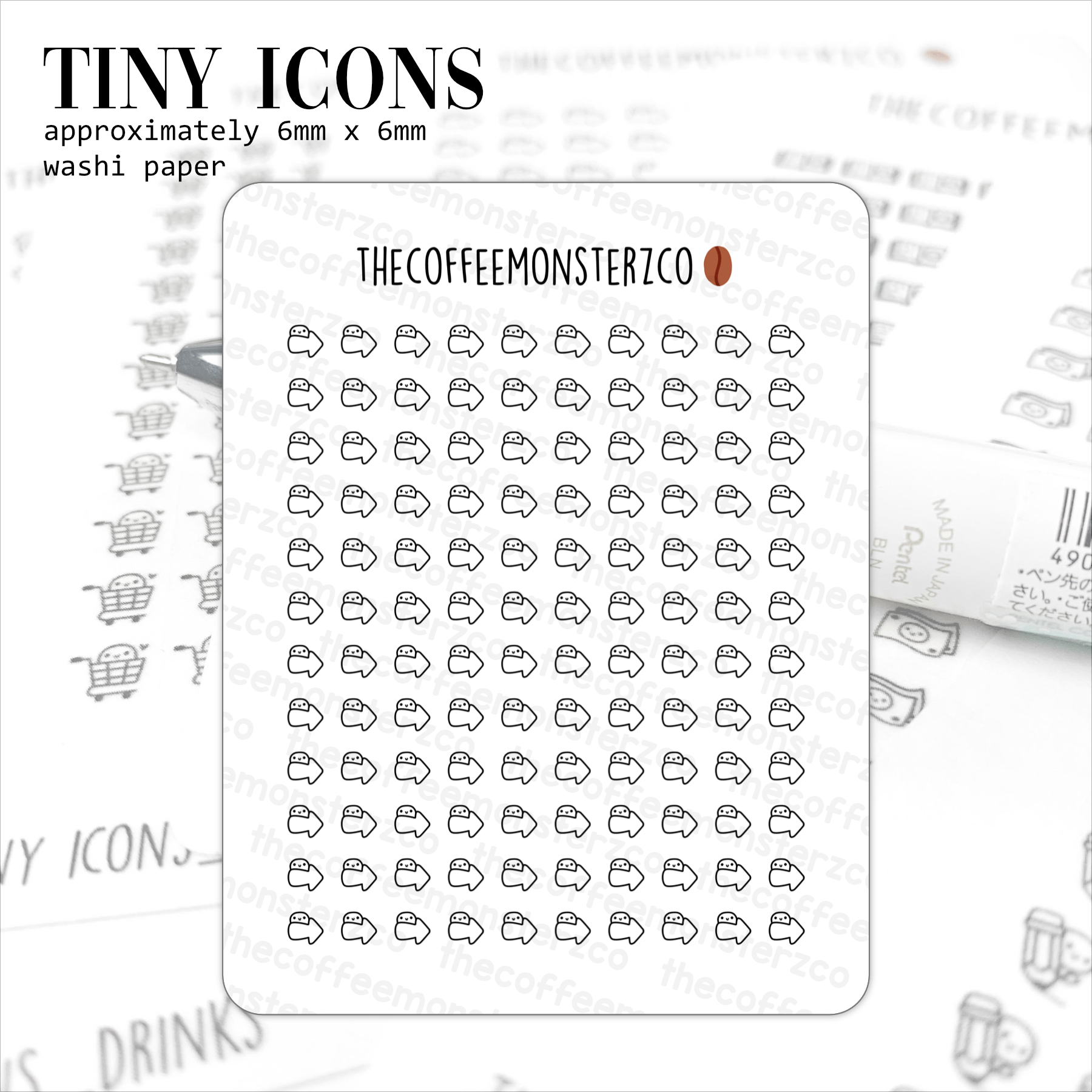 Tiny Icons (washi paper) – TheCoffeeMonsterzCo