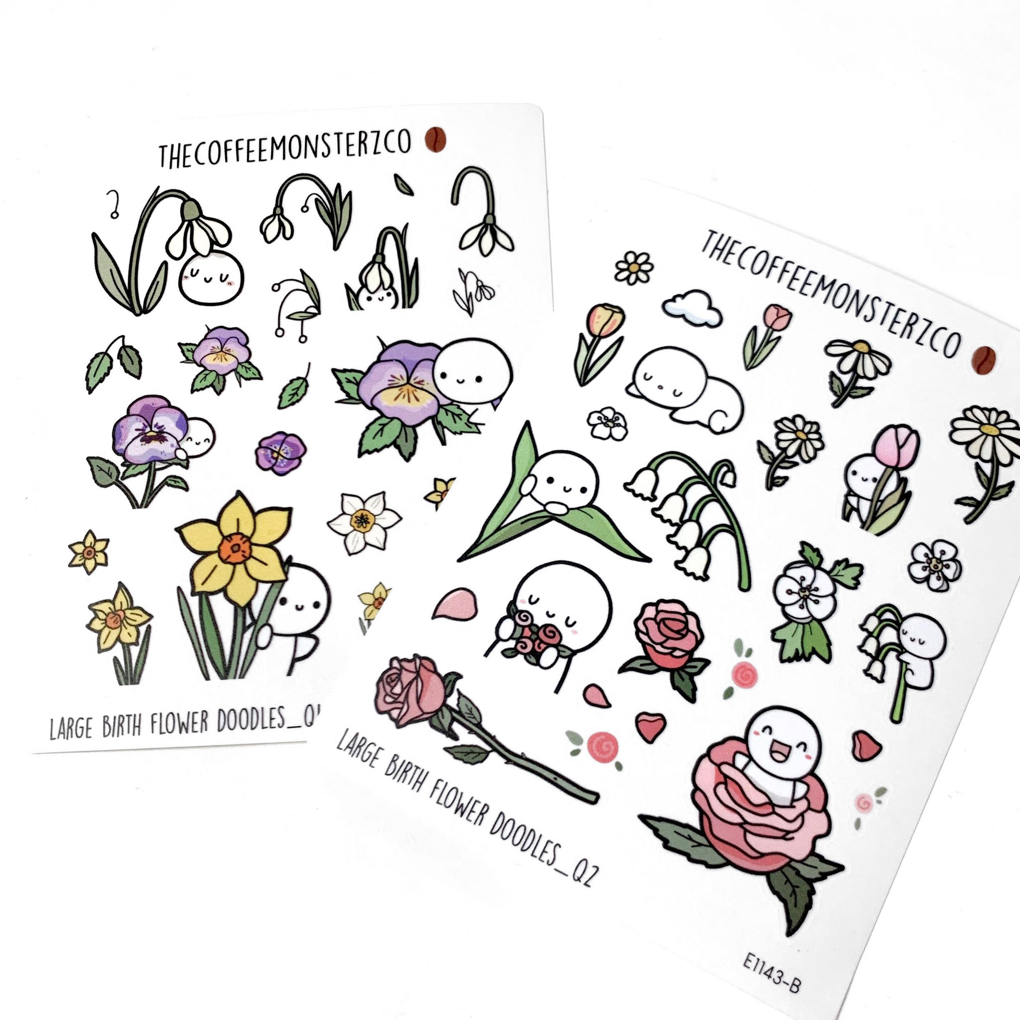 2024 Large Birth Flower Doodles Part 1 (washi stickers)