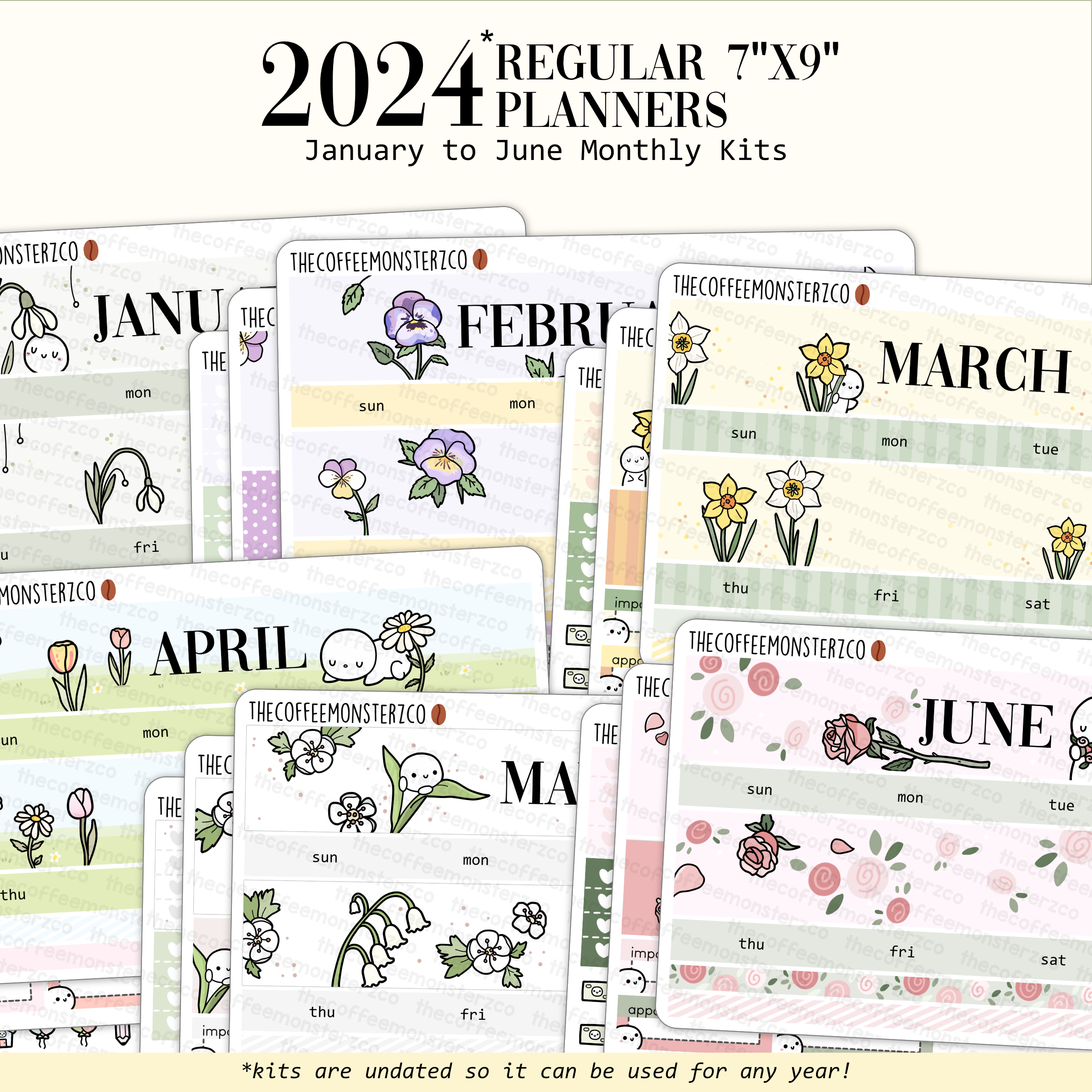 2024 Year At A Glance Stickers – TheCoffeeMonsterzCo