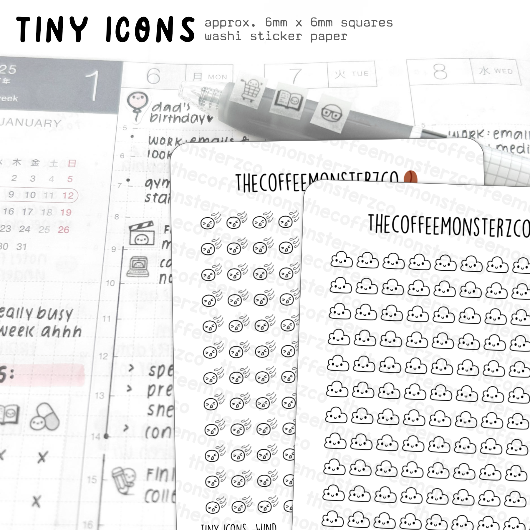 Tiny Icons - Weather (washi paper)