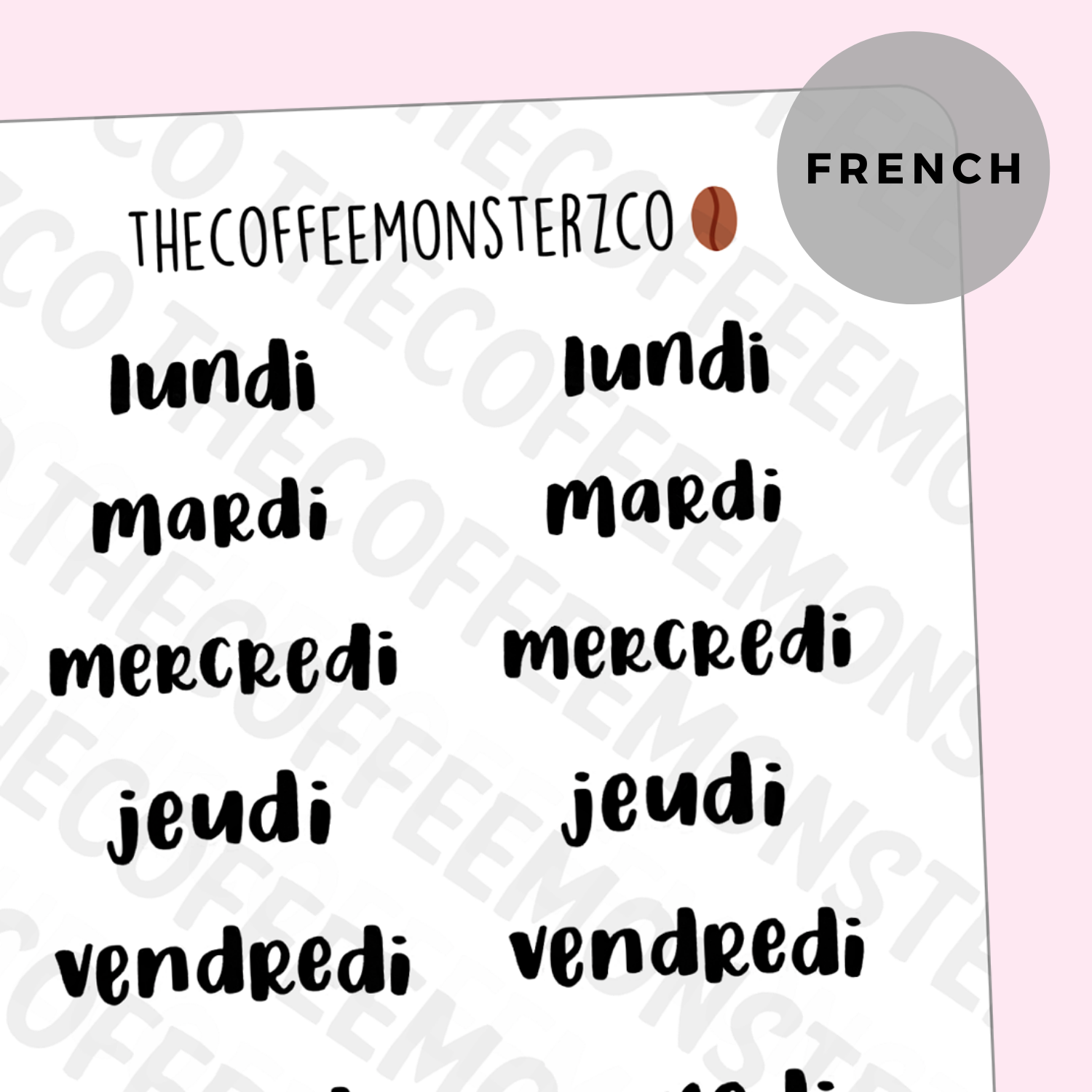 Helen&#39;s Lettering: French Days Of The Week