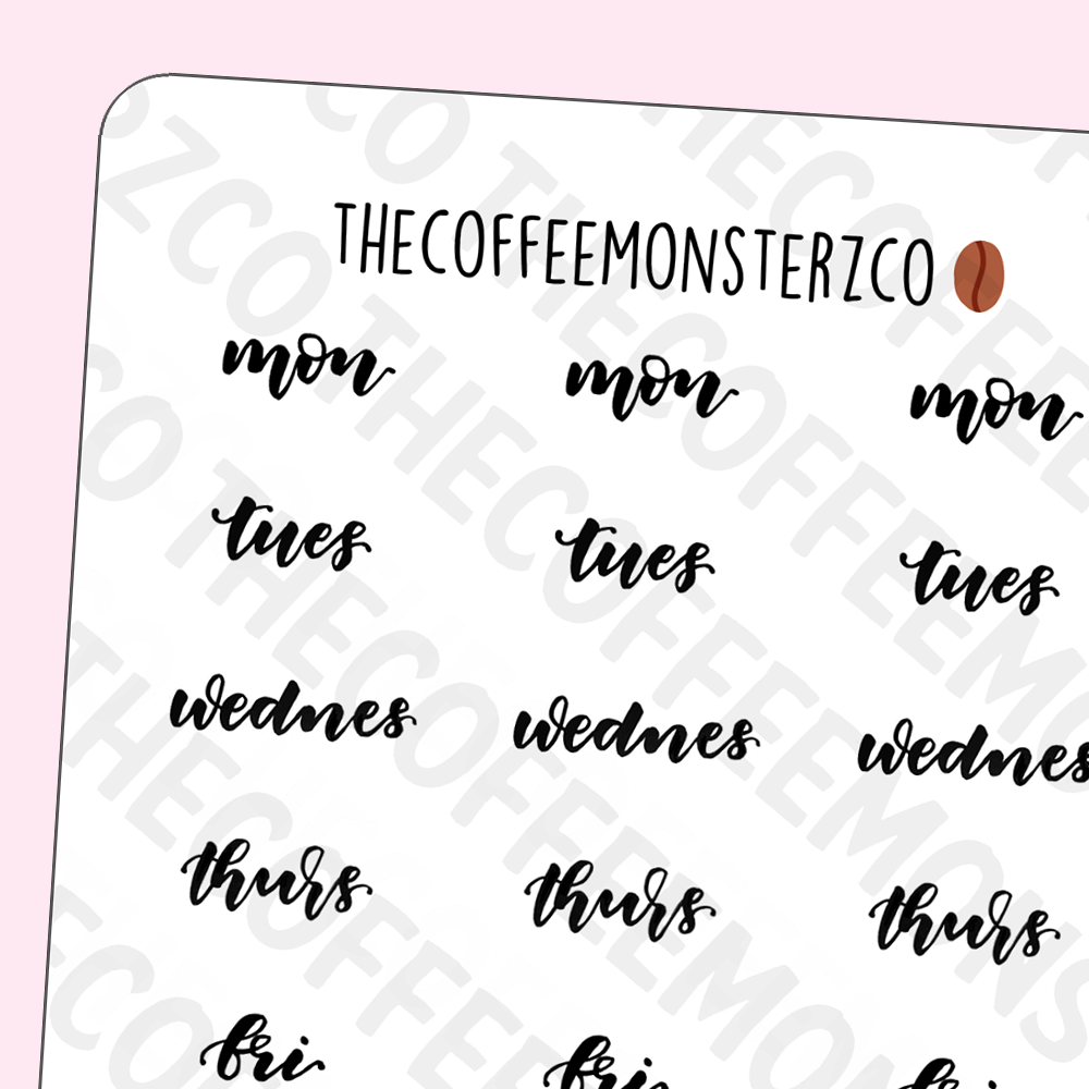 Helen&#39;s Lettering: Abbreviated Days Of The Week