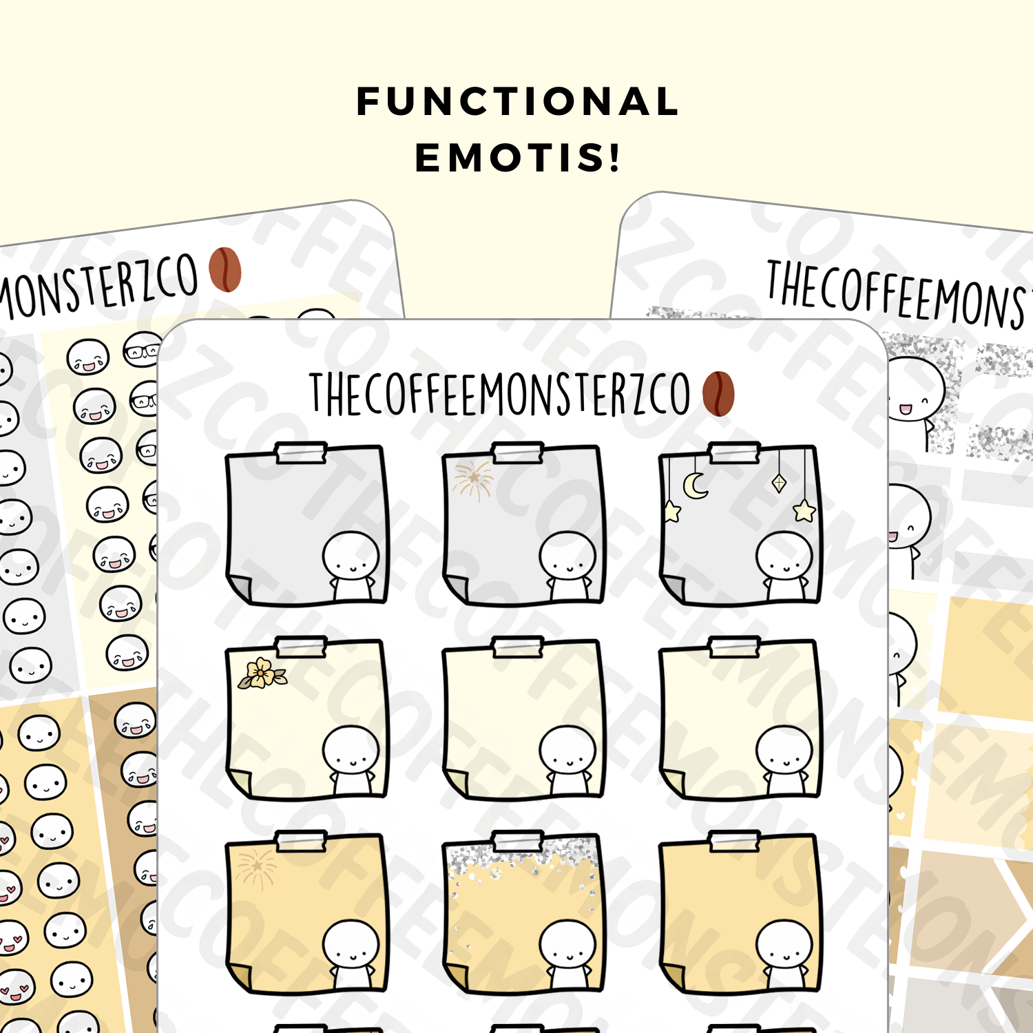 Golden New Year Emotis Functional Stickers