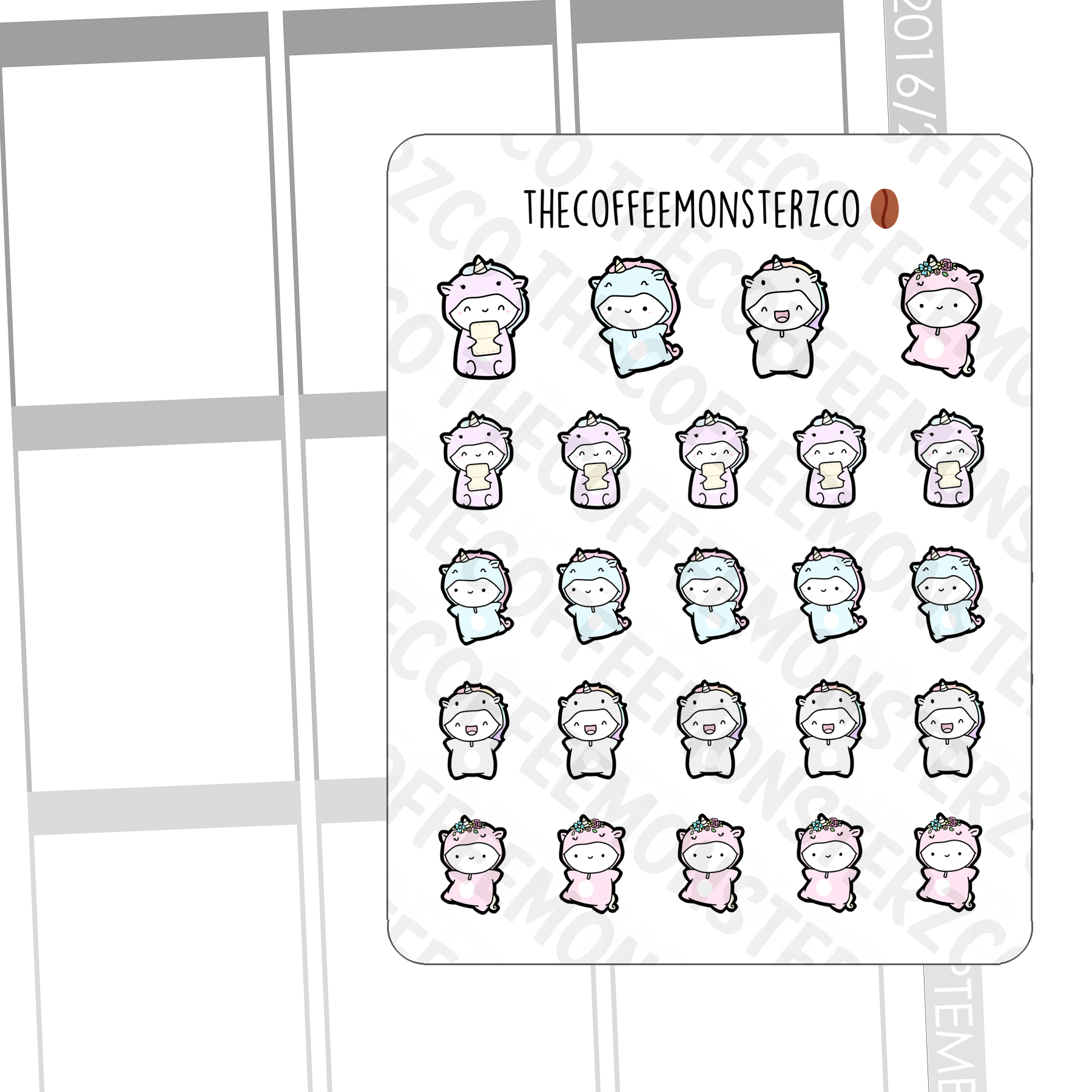 Unicorn Onesies Emotis - TheCoffeeMonsterzCo