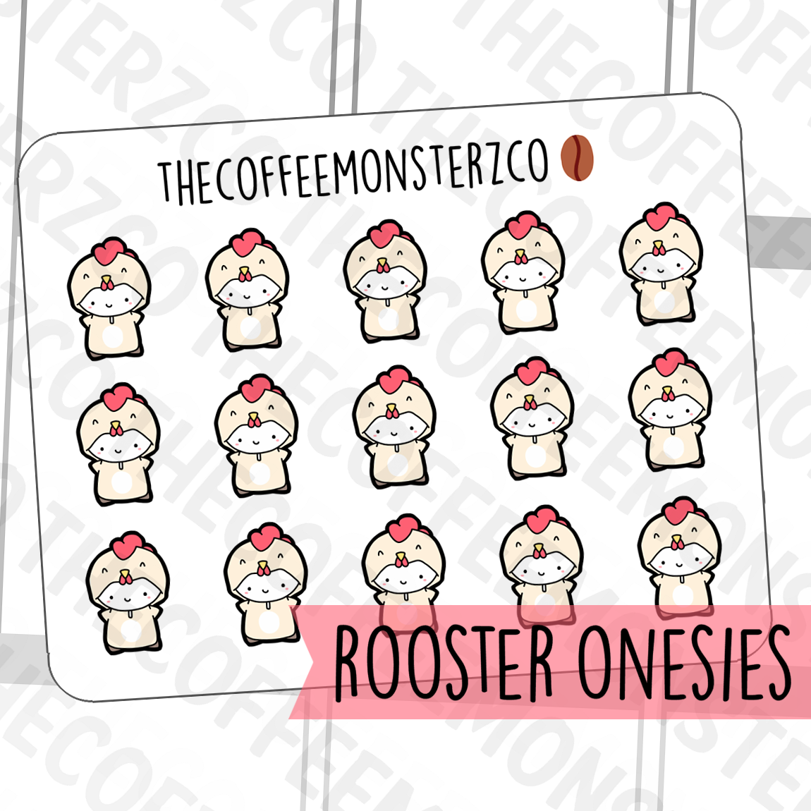 Rooster Onesie Emotis, TheCoffeeMonsterzCo
