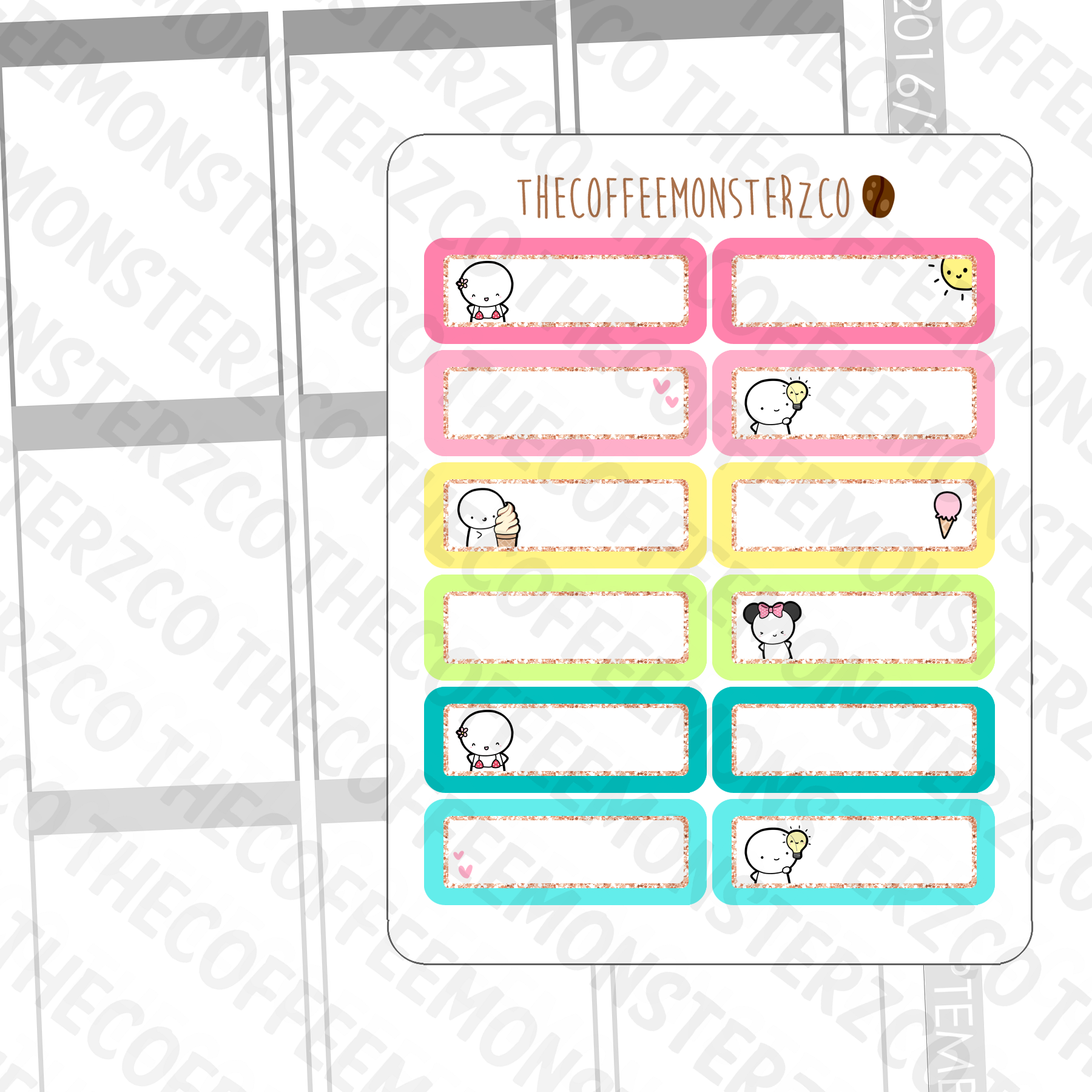 Summer Emoti Labels, TheCoffeeMonsterzCo