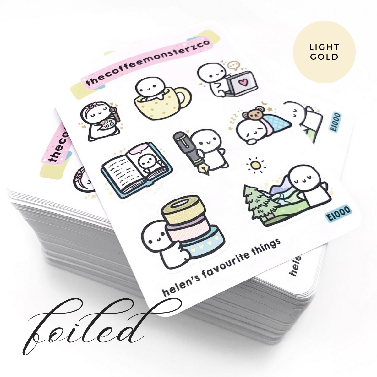 Helen's Favourite Things - Foiled Sticker Sheet – TheCoffeeMonsterzCo
