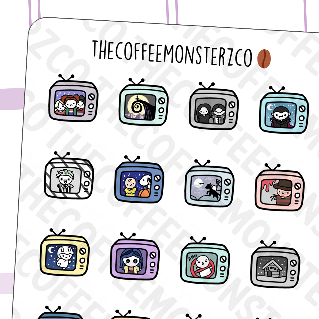 Halloween TV Doodles (FINAL STOCK) - TheCoffeeMonsterzCo