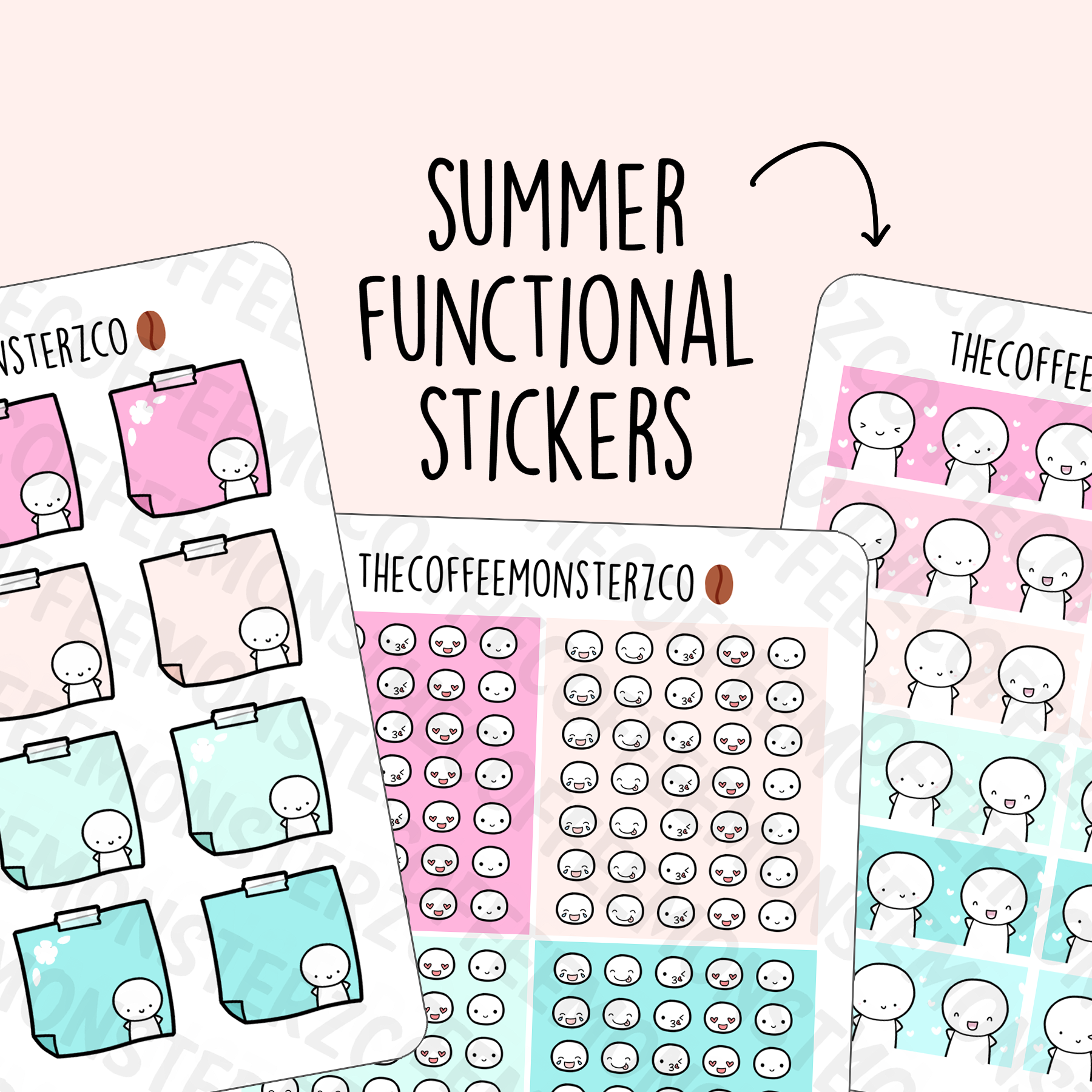 Summer Fun Emotis Functional Stickers