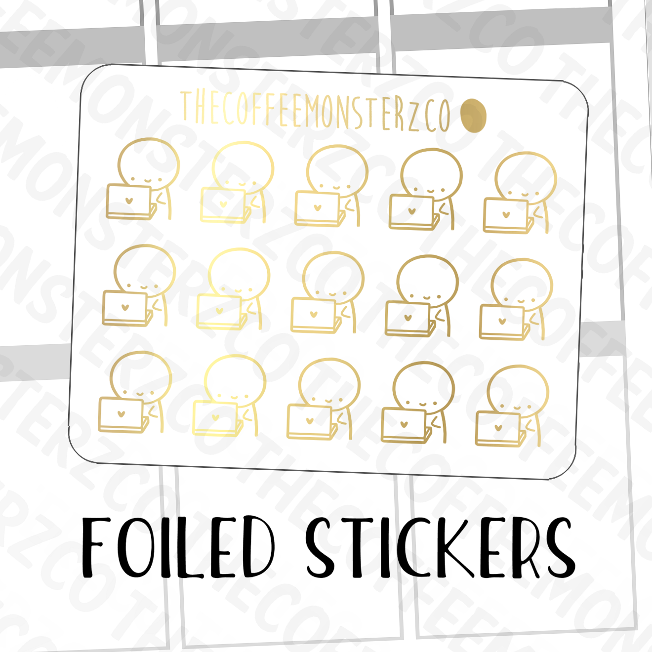 Foiled Laptop Emotis (GLOSSY), TheCoffeeMonsterzCo