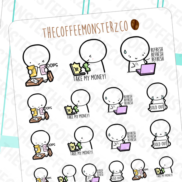 online shopping emotis, TheCoffeeMonsterzCo